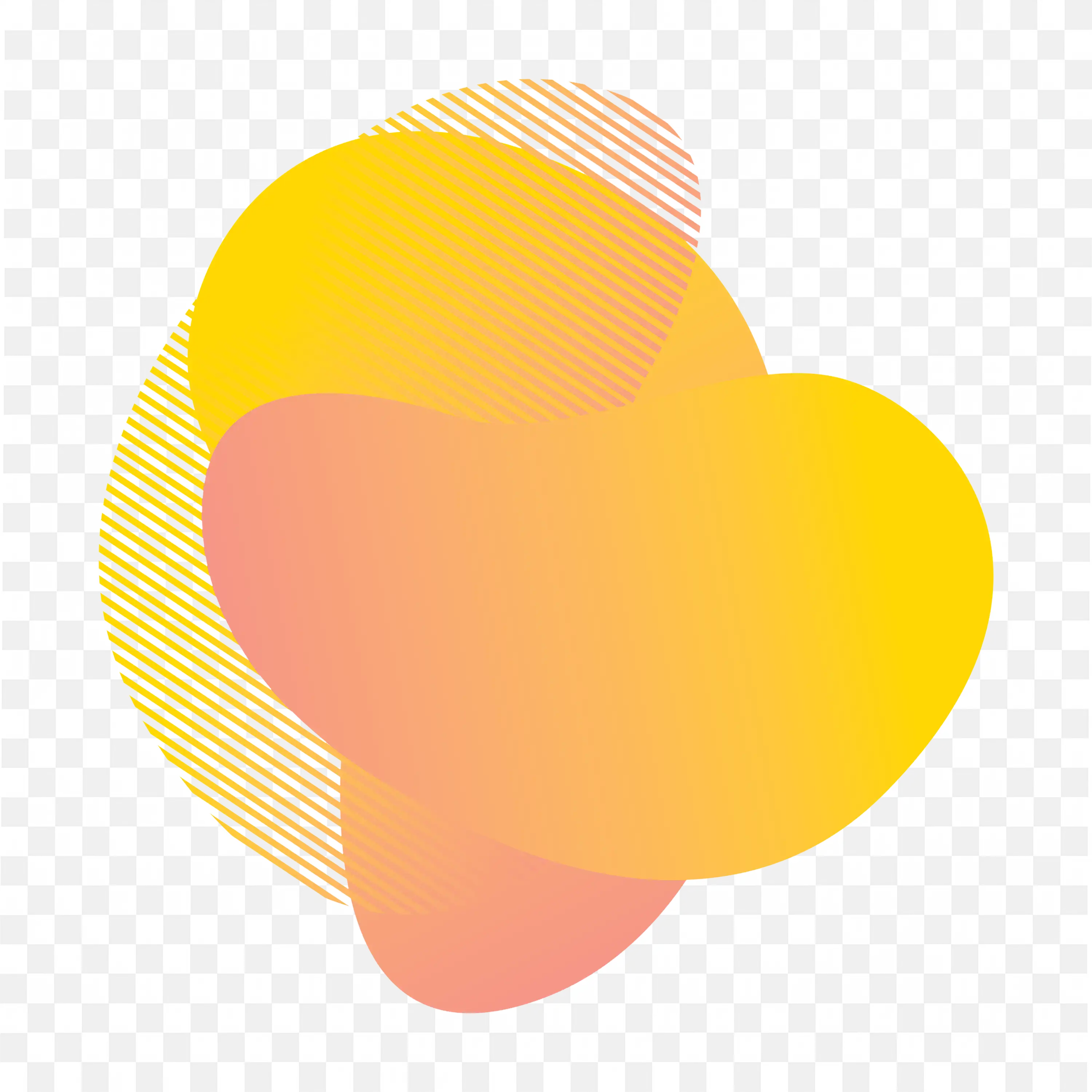 Yellow Orange Abstract Gradient Blob Shape with Lines PNG