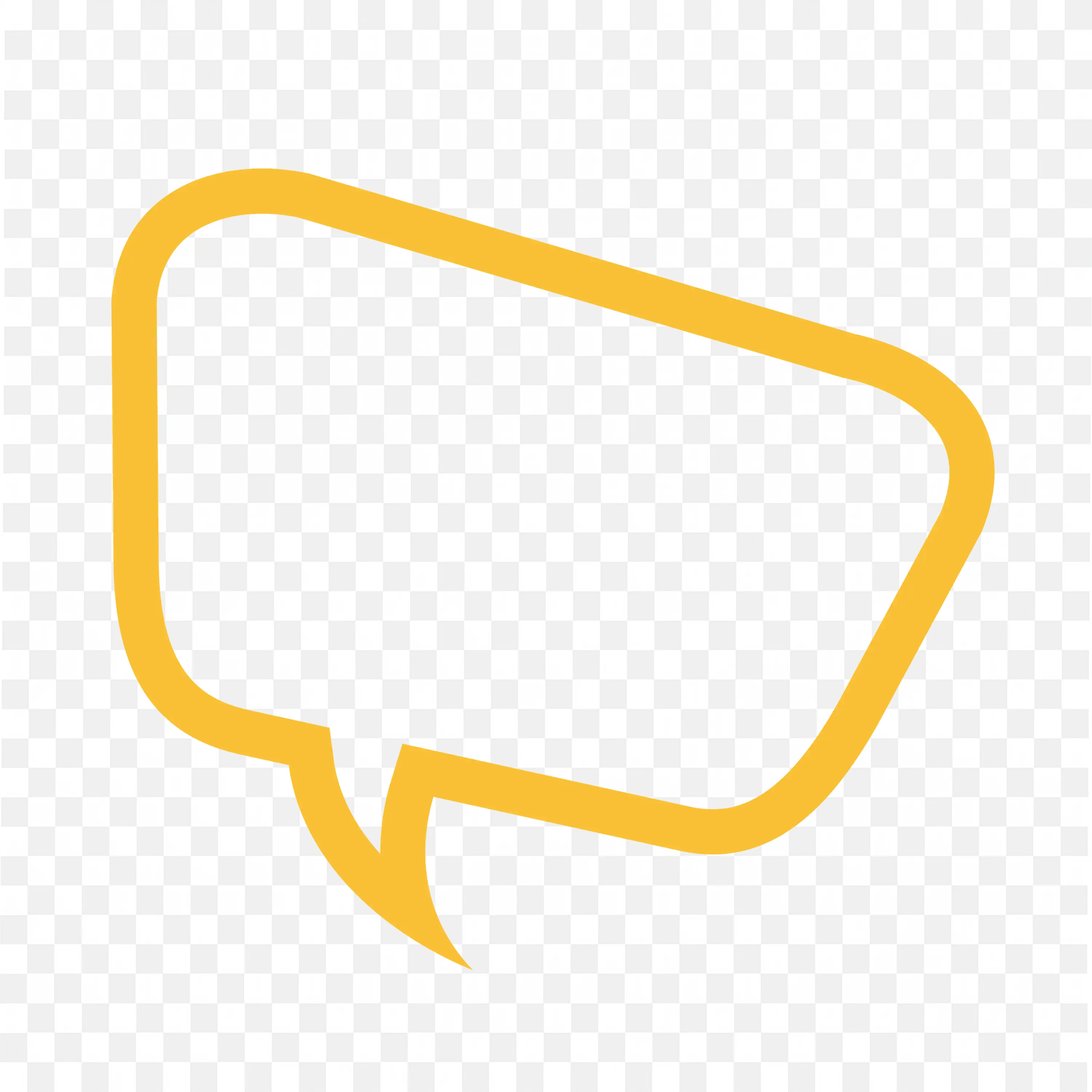 Yellow Slanted Outline Chat Bubble with Curved Edge PNG