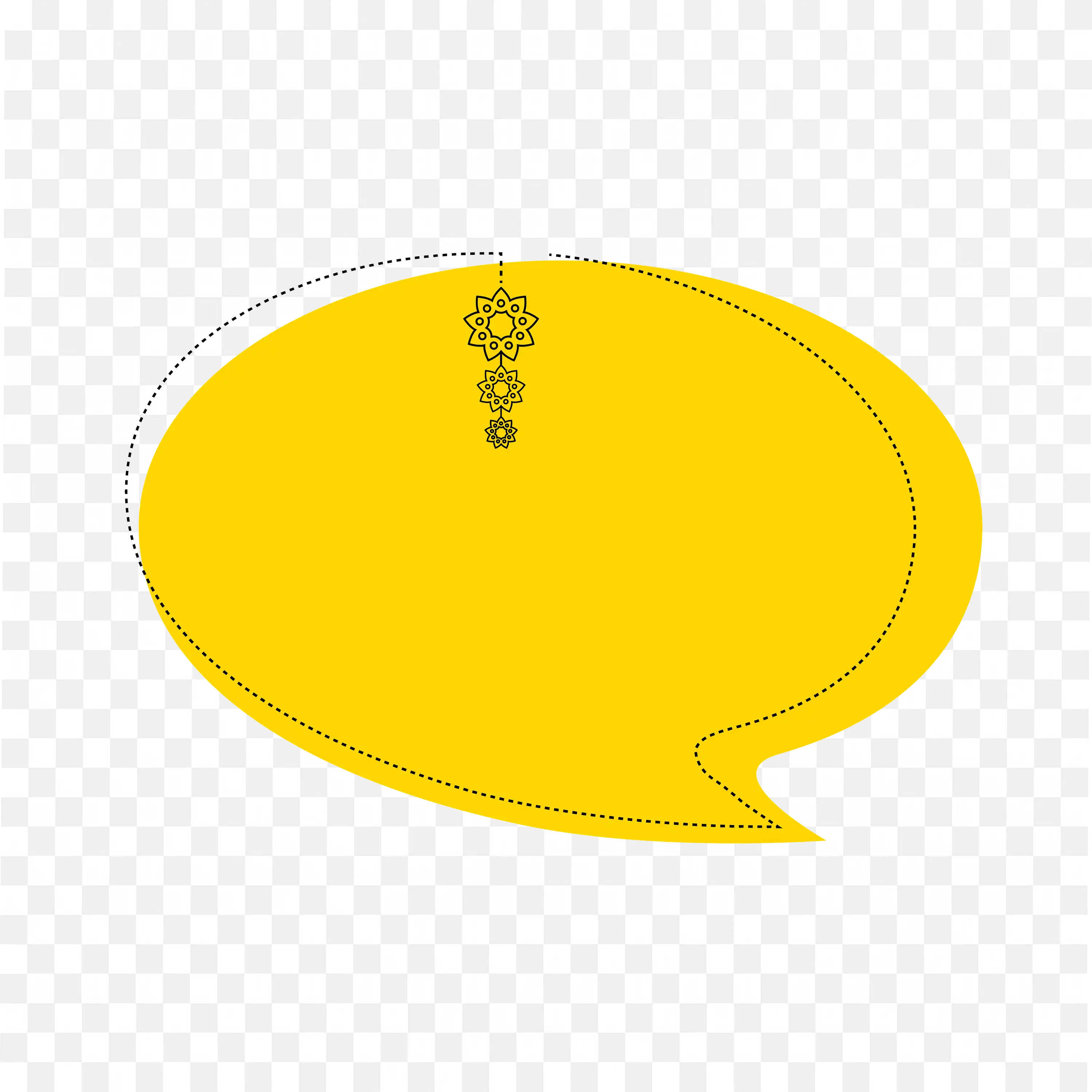 Yellow Speech Bubble with Shadow on White Background PNG