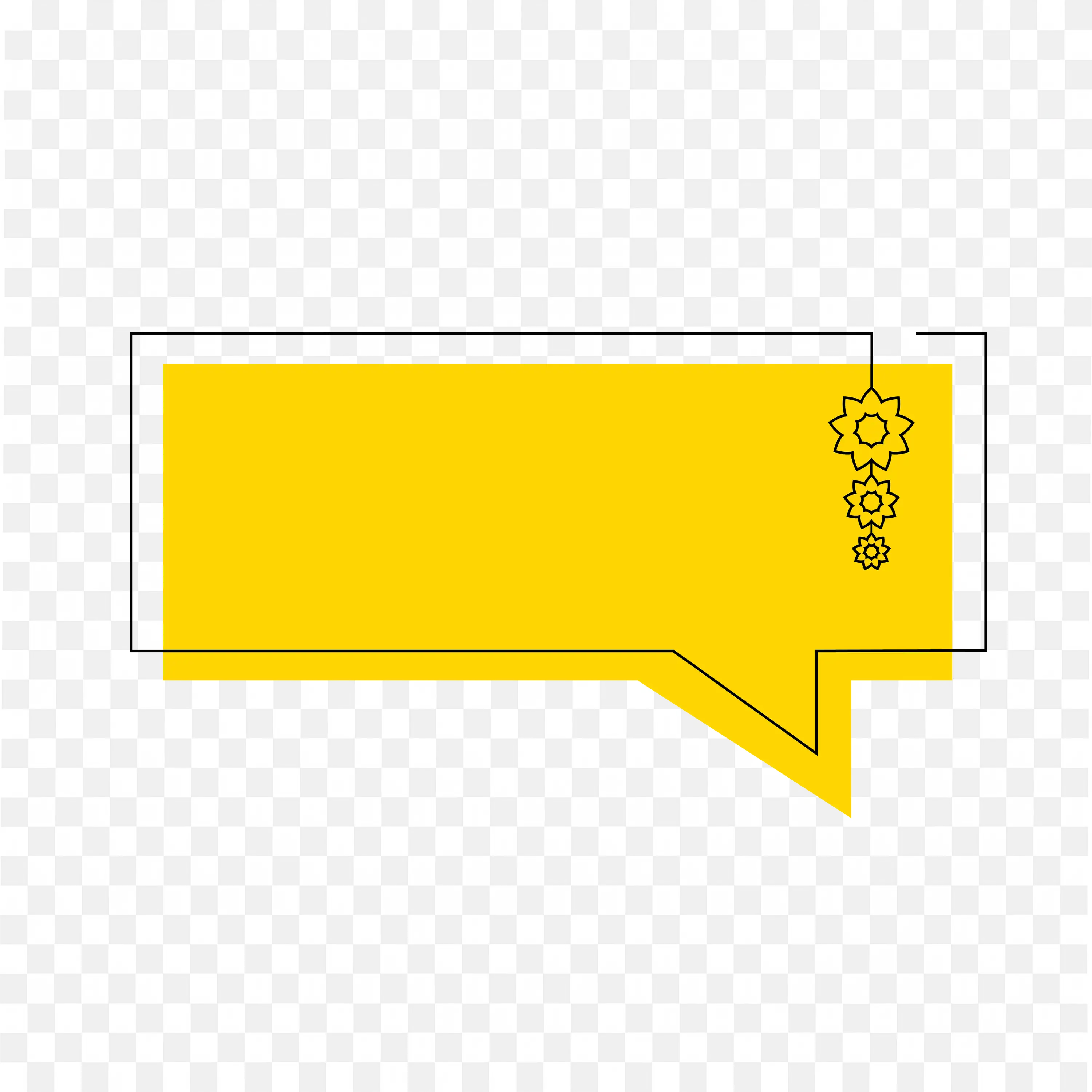 Yellow Speech Bubble with Thin Tail Outline PNG Download