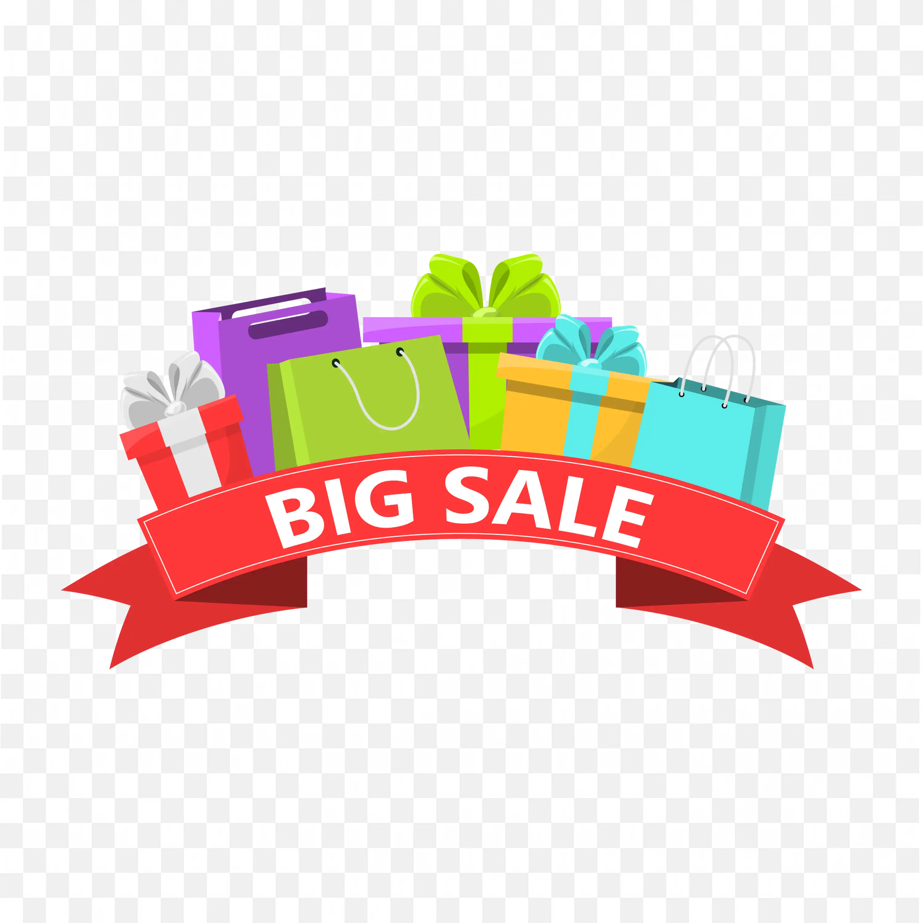 Big Sale with Colourful Handbags and Gifts Png Image