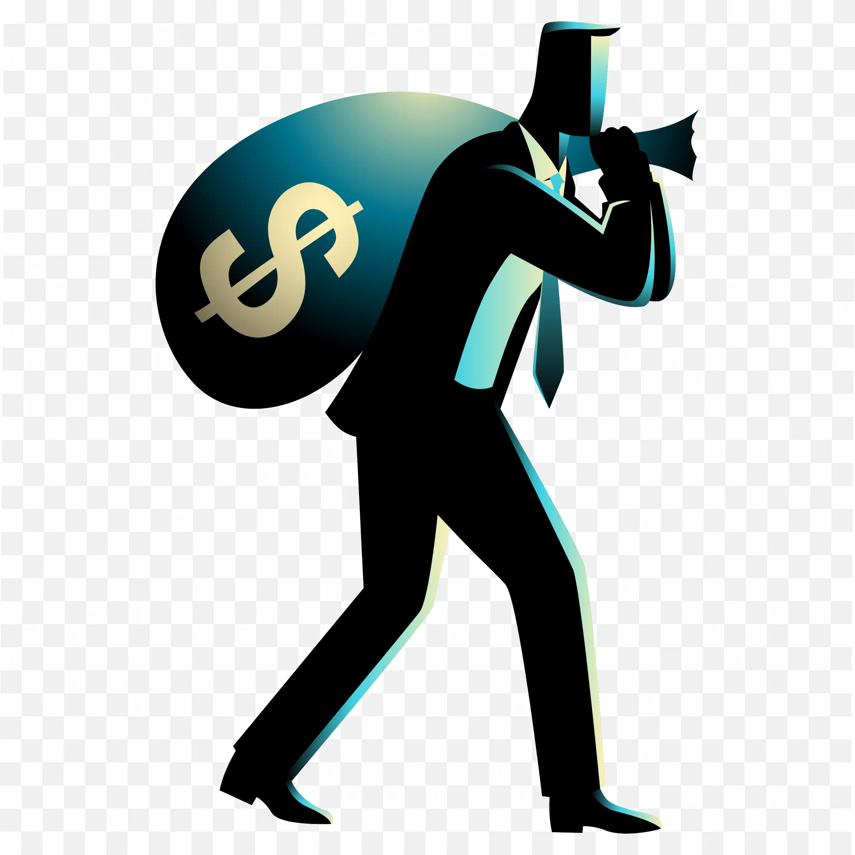 Businessman Carrying a Bag of Money with Dollar Symbol Png