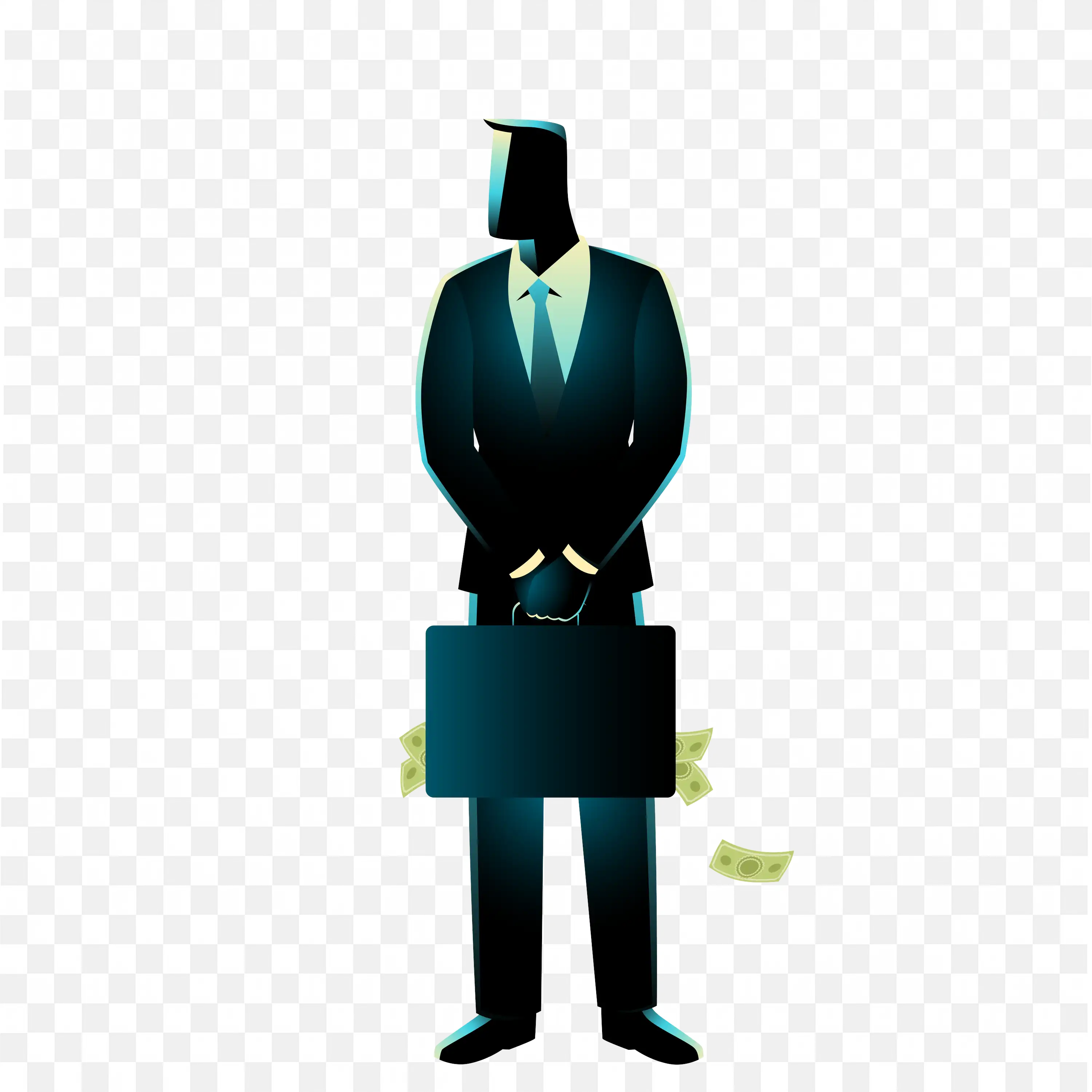 Businessman Holding Hands with Briefcase Full of Money Png