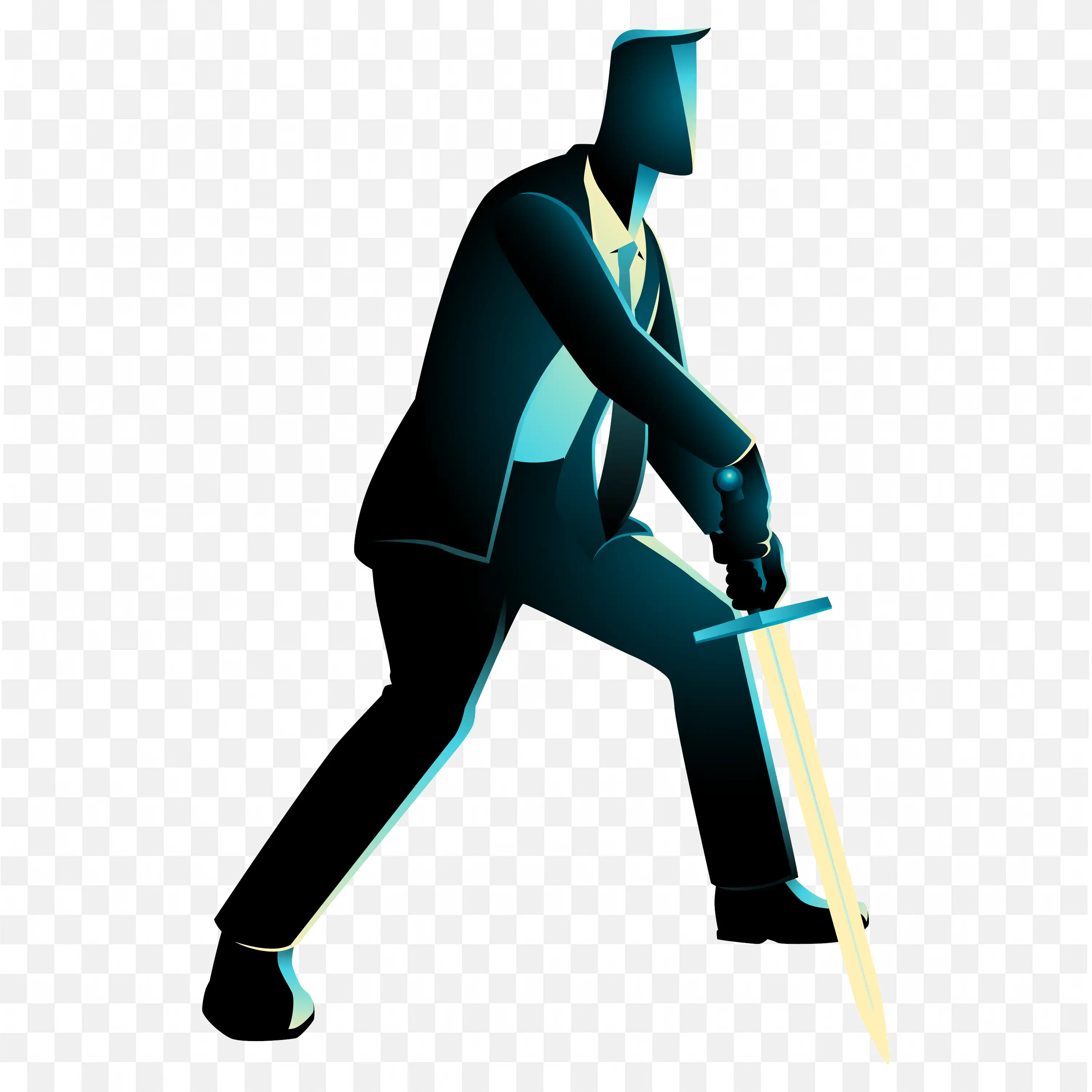 Businessman Holding Sword Symbolizing Strength and Leaders