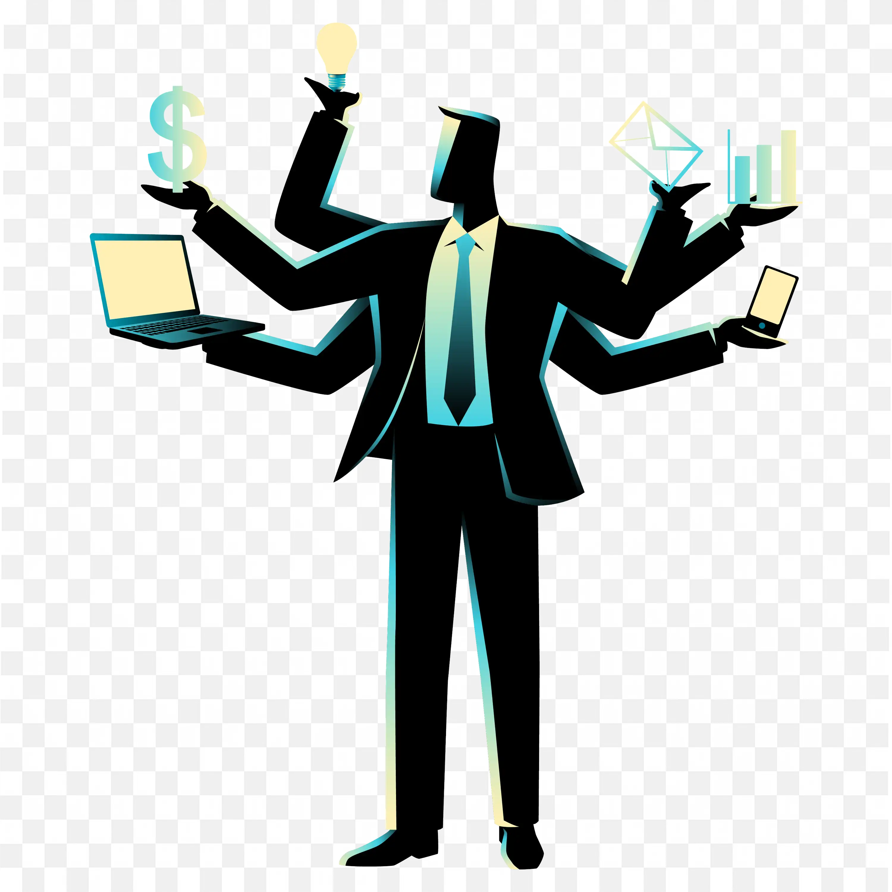 A Busy Person Handling Work and Money Tasks HD Png Image