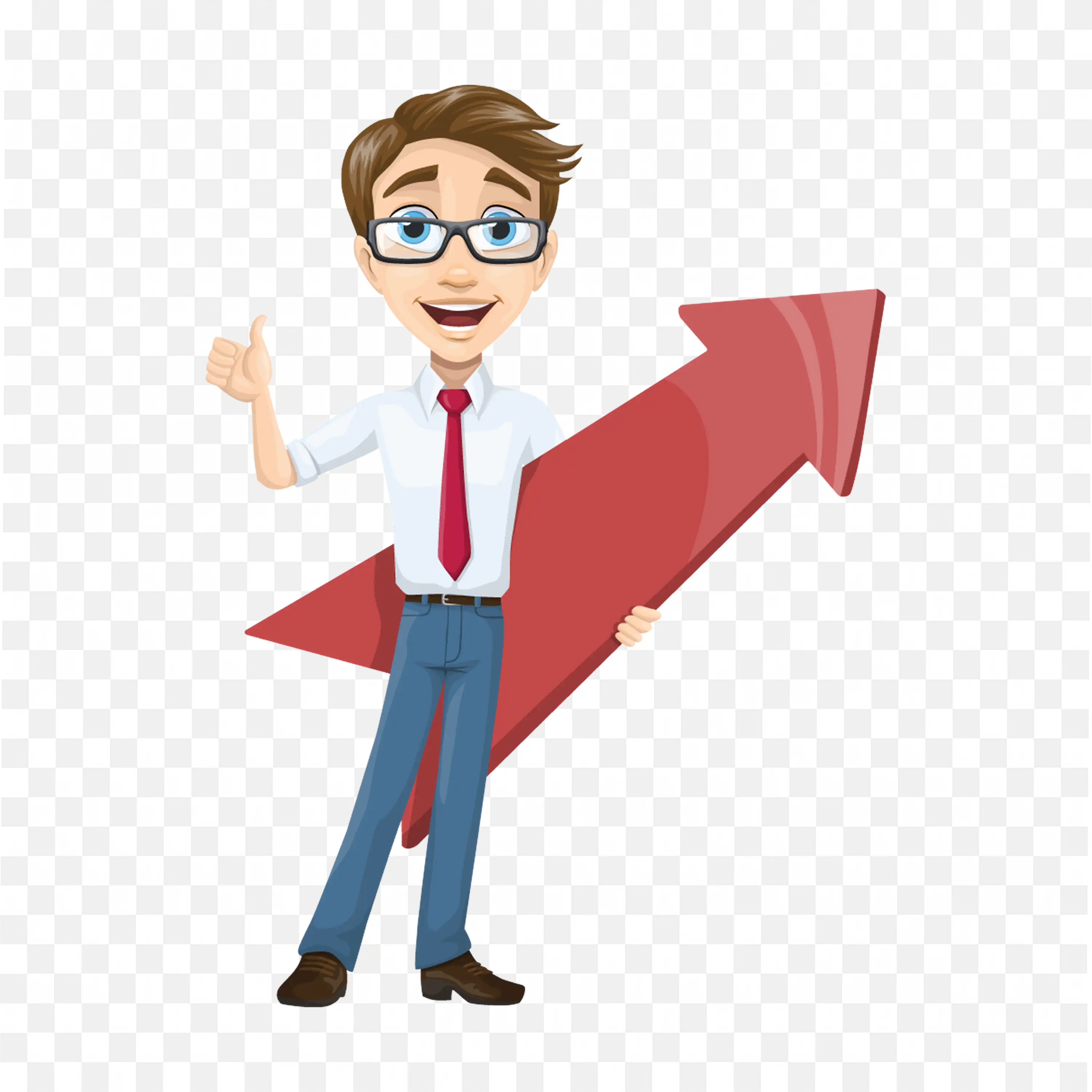 Cartoon Man with Red Colour Right Side Arrow HD Free Png