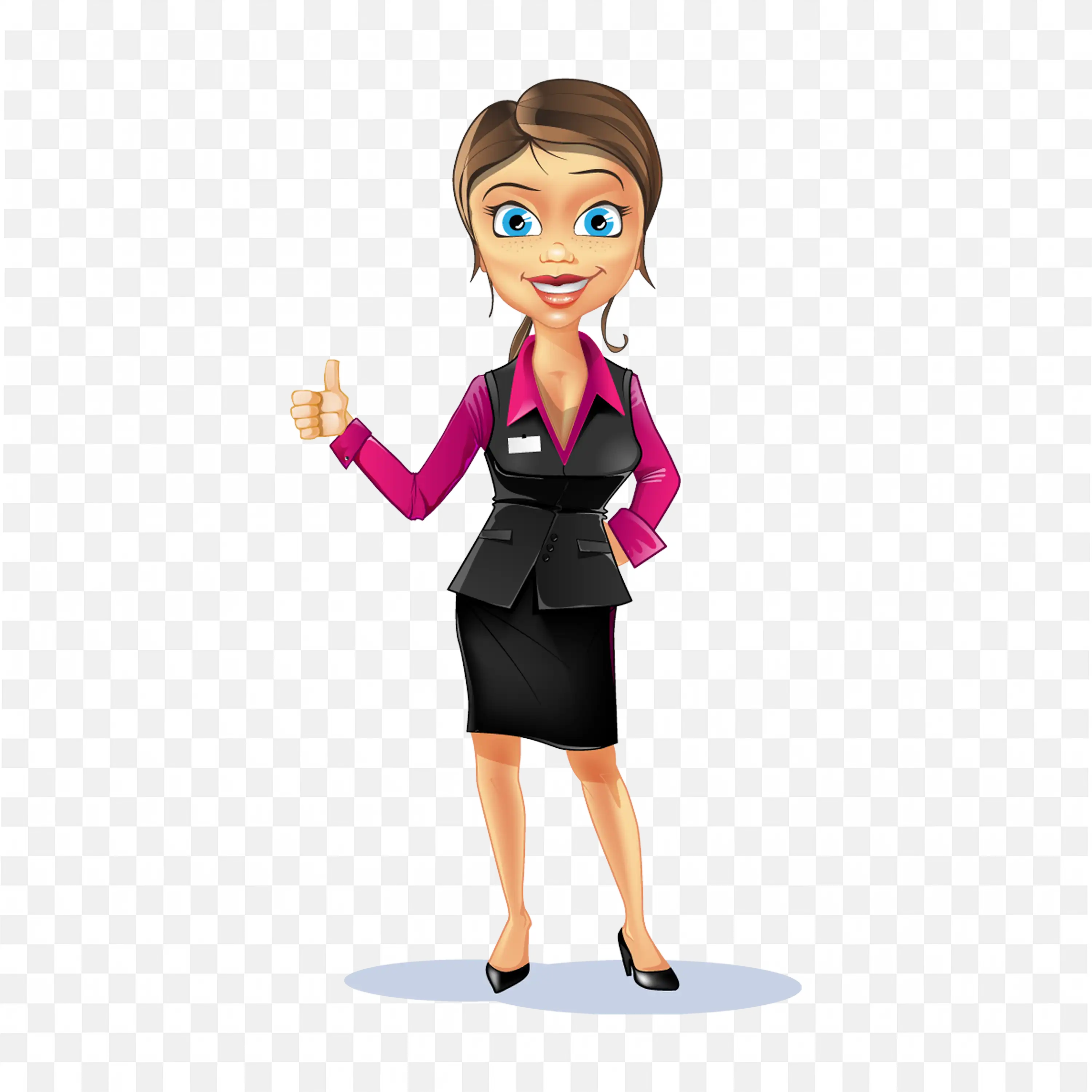A Cheerful Cartoon Business Woman Giving a Thumbs Up Free Png