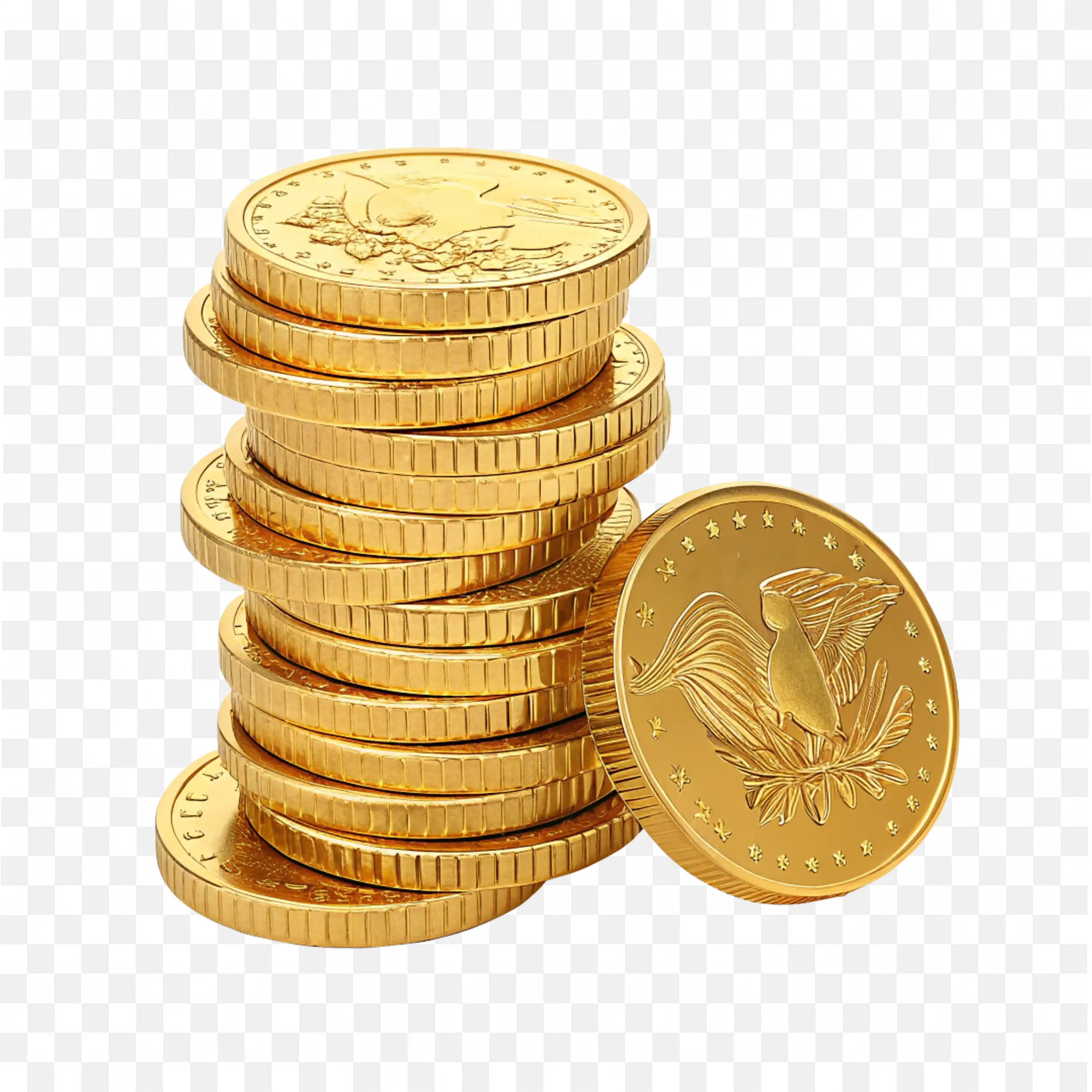 Coin Stack with Bird Design Used for Rich Download Free Png
