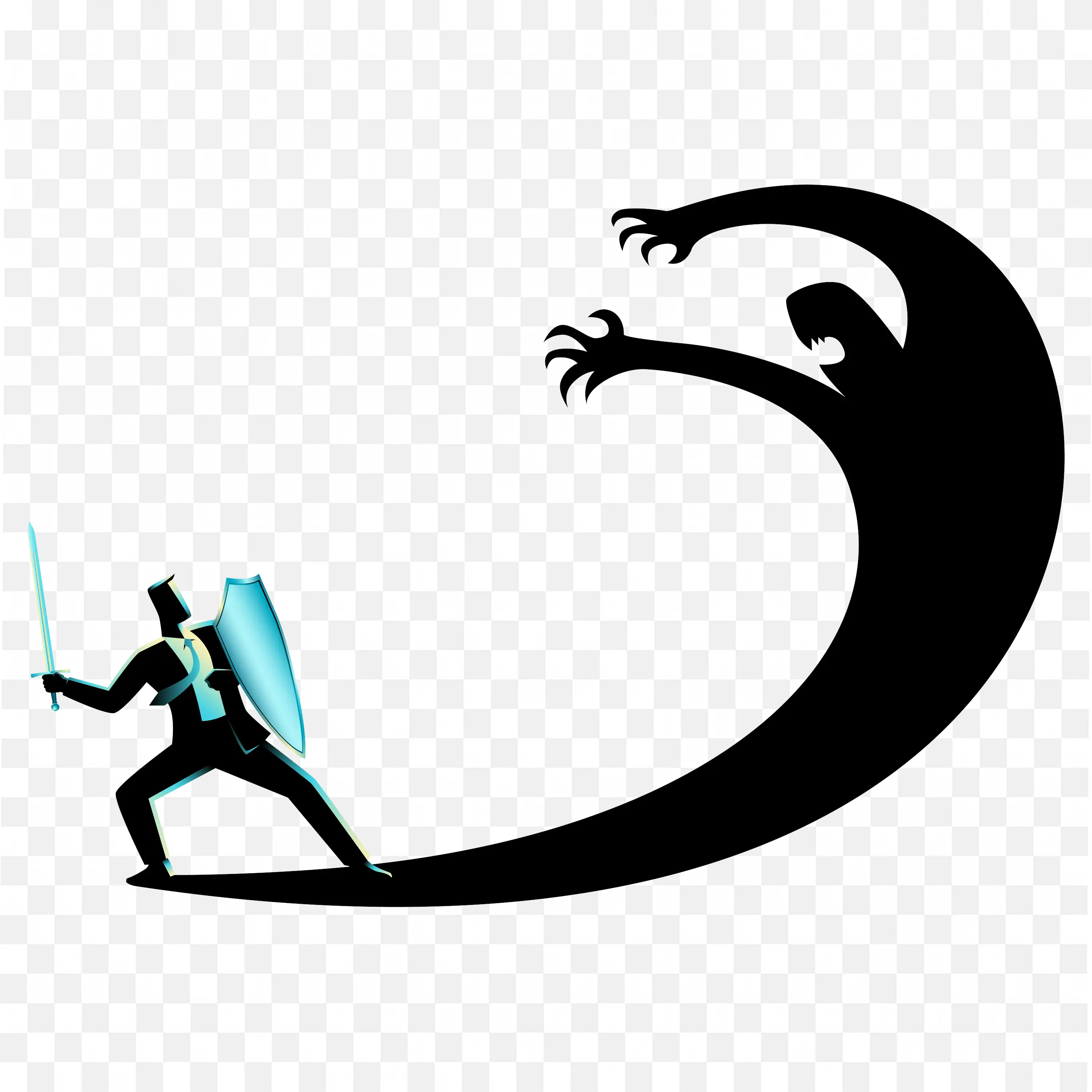 Faceless Businessman Fighting with His Own Shadow Png Image