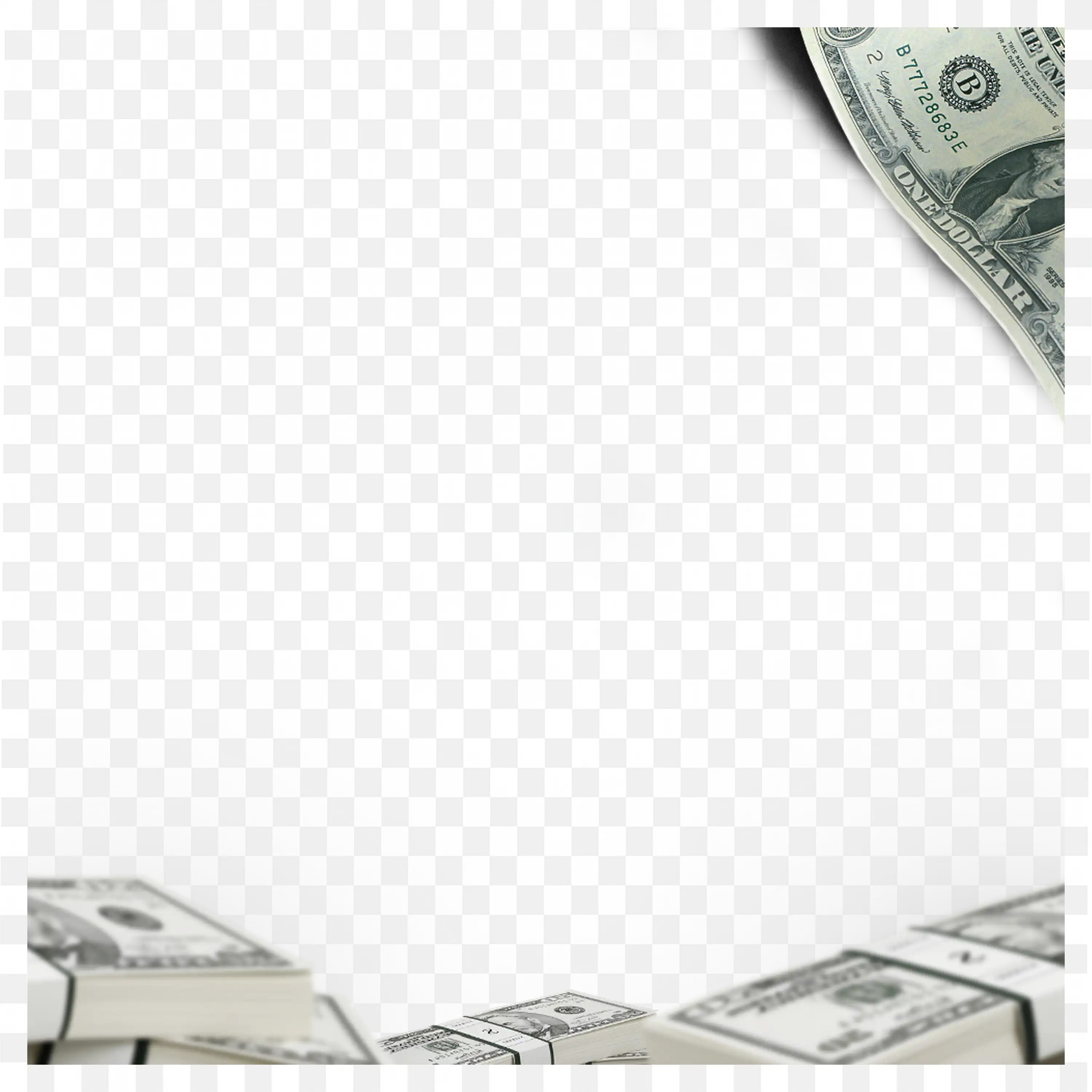 A Falling Dollar Bill Above Stacks of Cash HD Free Png