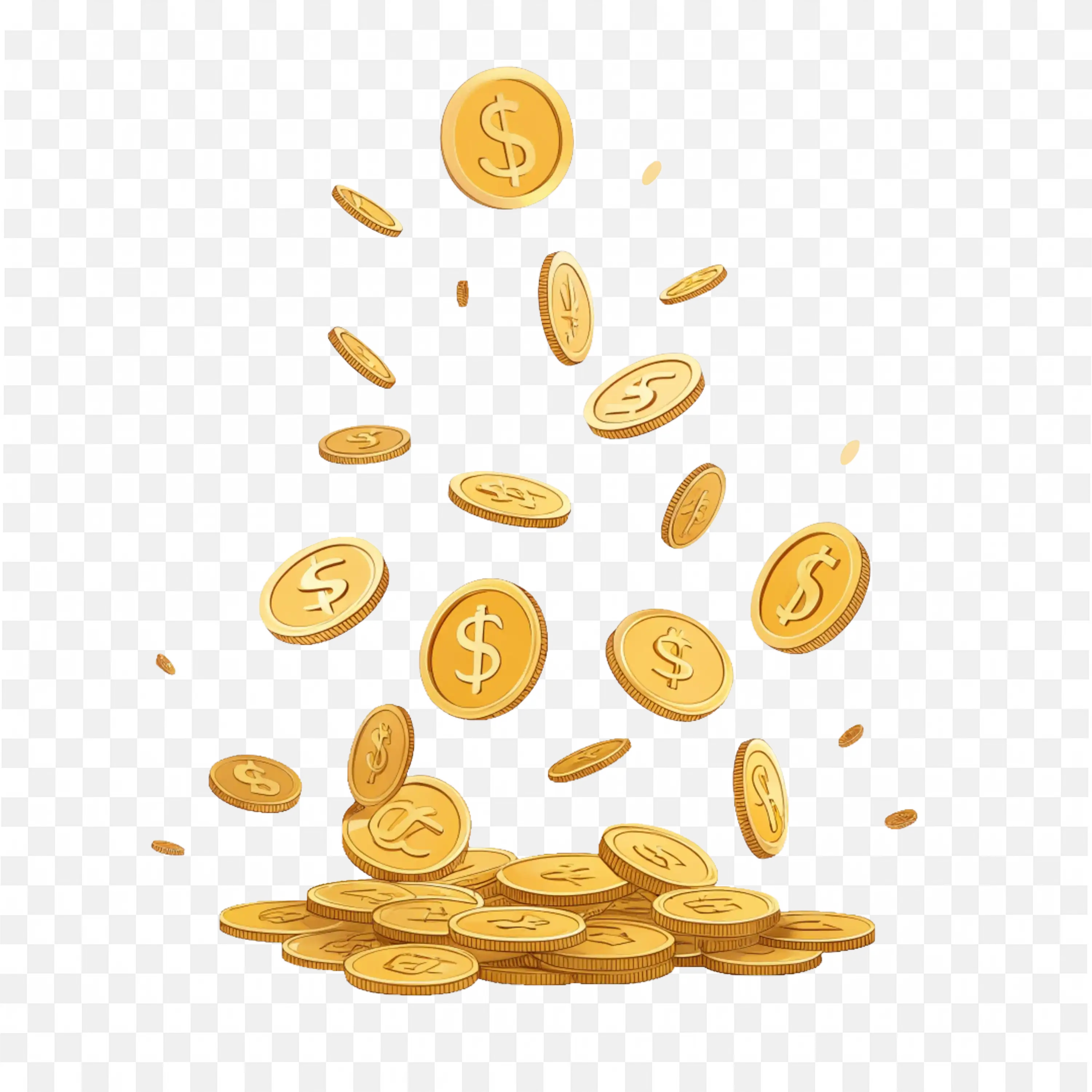 Falling Gold Coins with Dollar Signs Success Concept Png