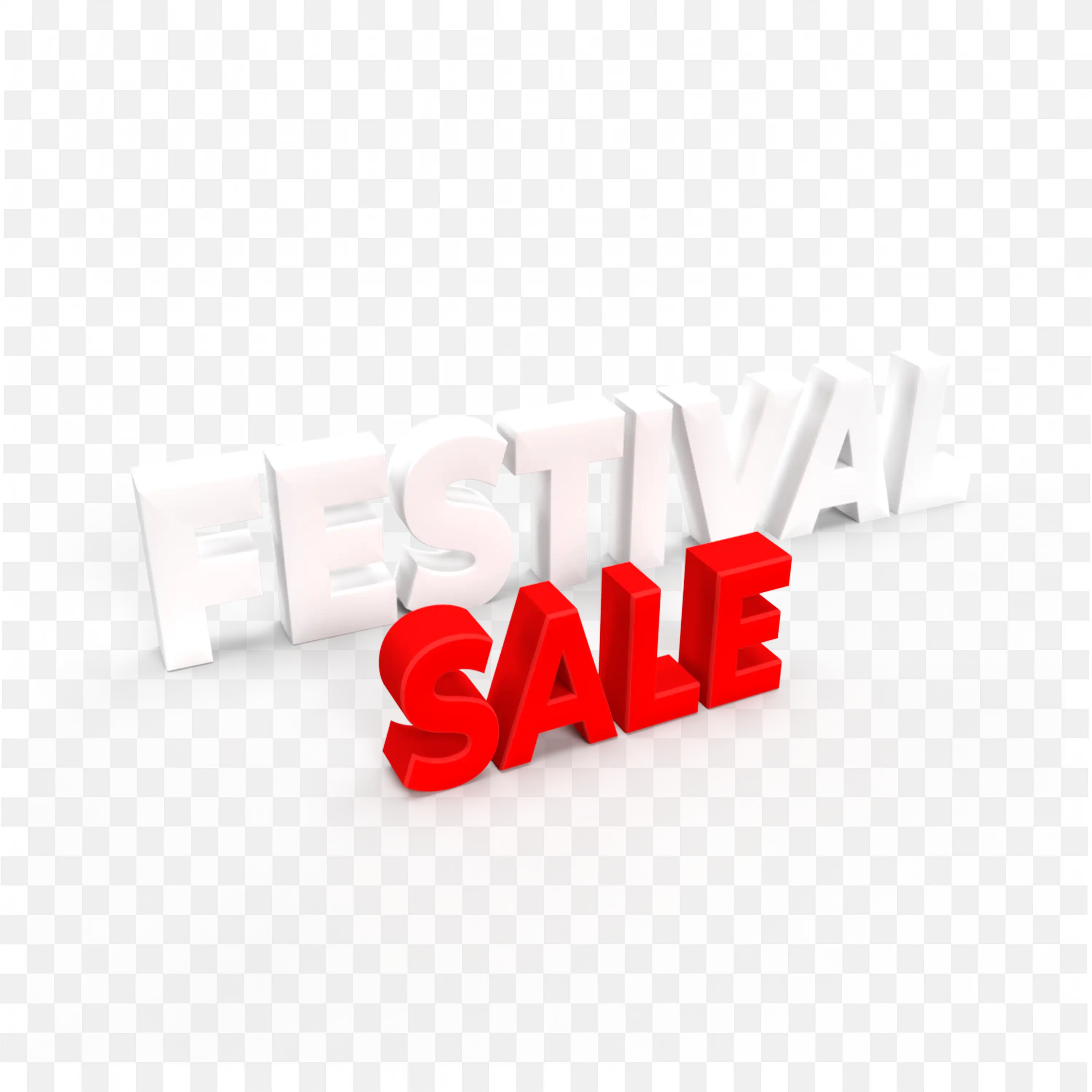Festival Sale Red and White Colour Right Faces 3D Text Png