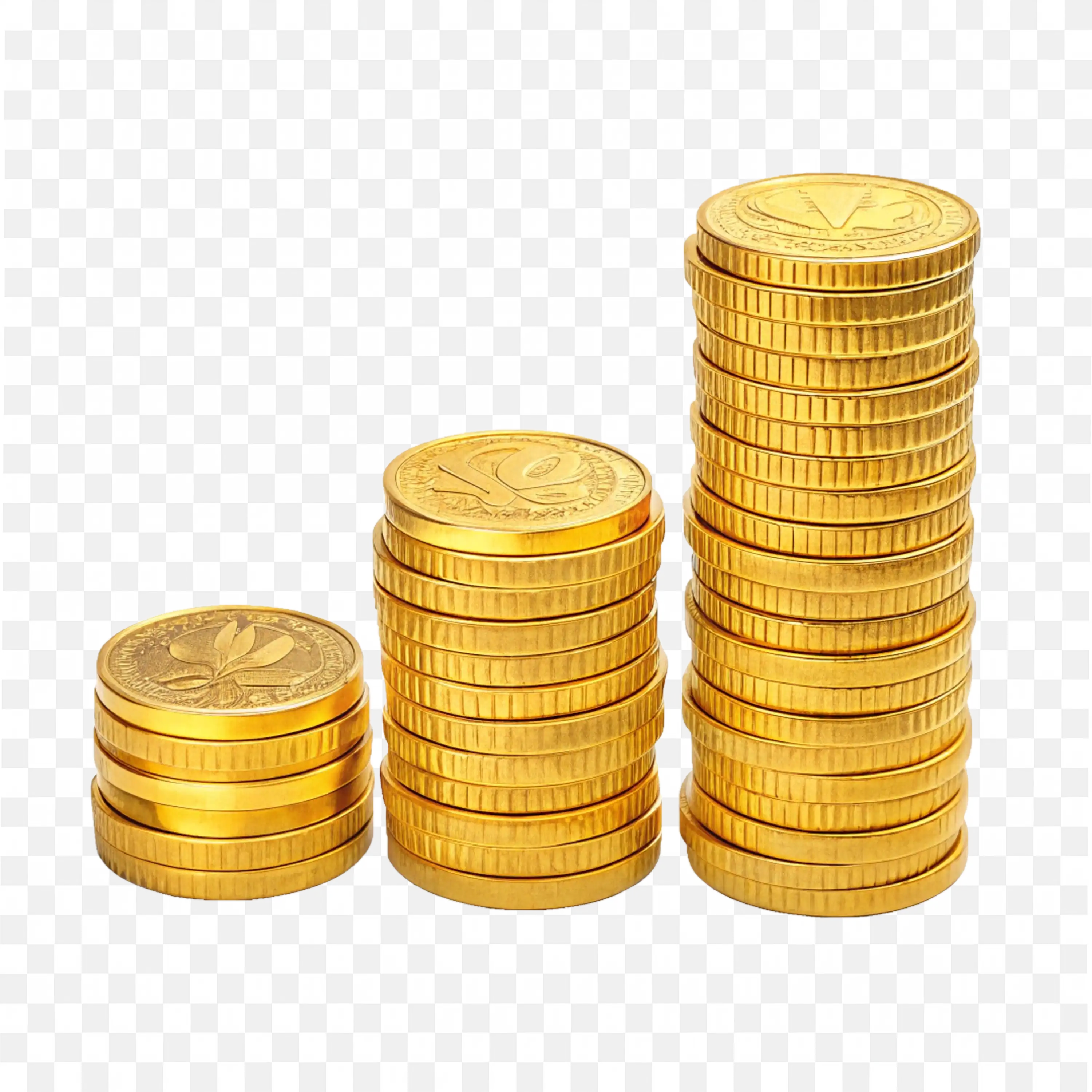 Gold Coins with Floral Design for Finance Visuals Png Image