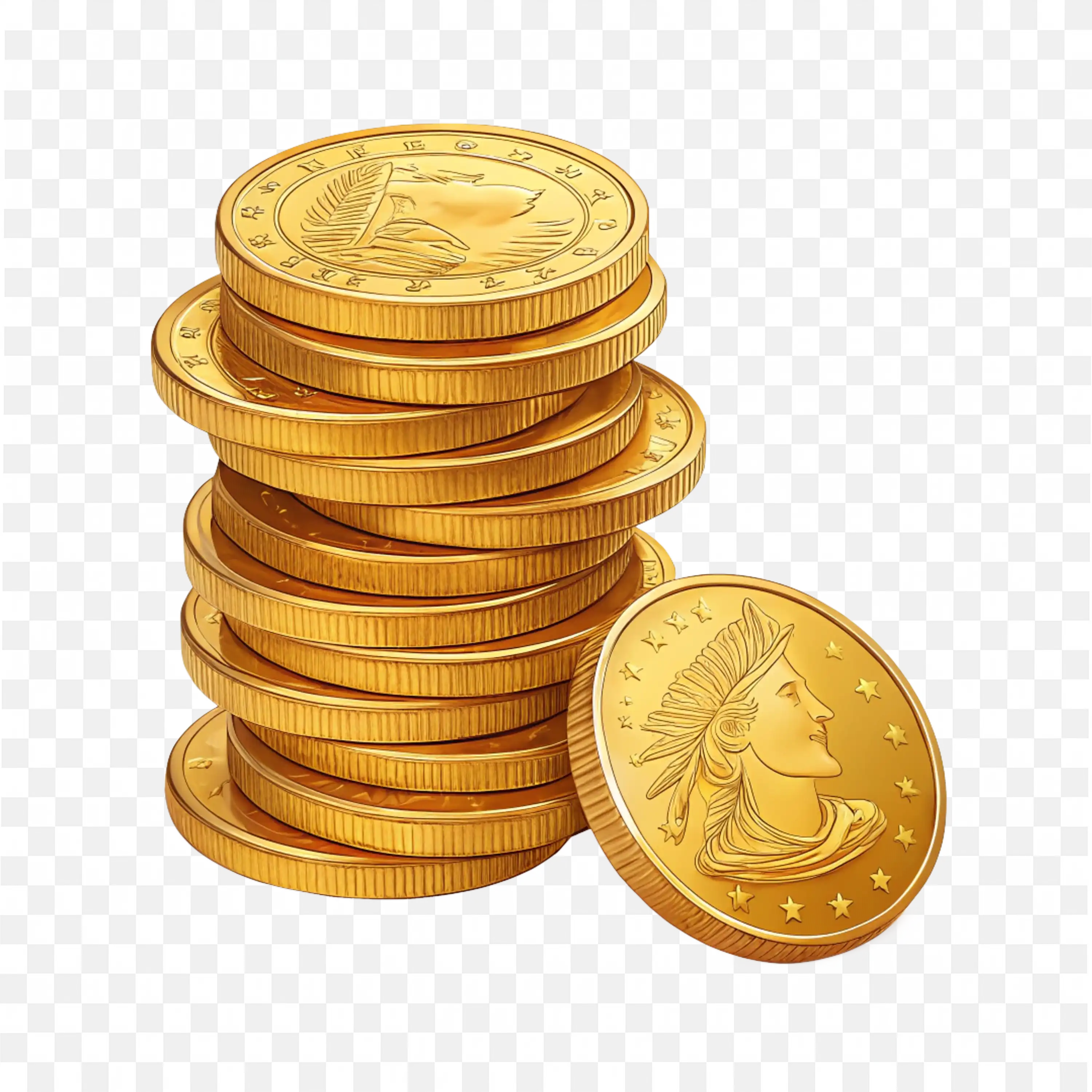 Gold Coins with Liberty Face for Finance Visuals Free Png