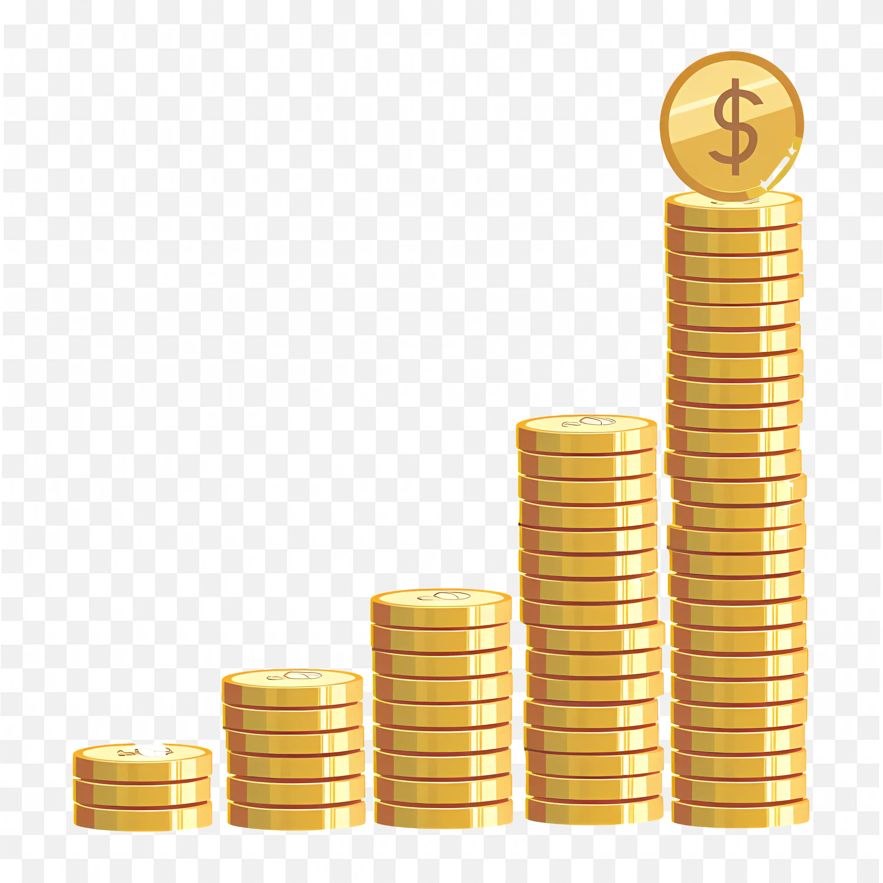 Growing Coin Stack Showing Profit and Success Rise Free Png