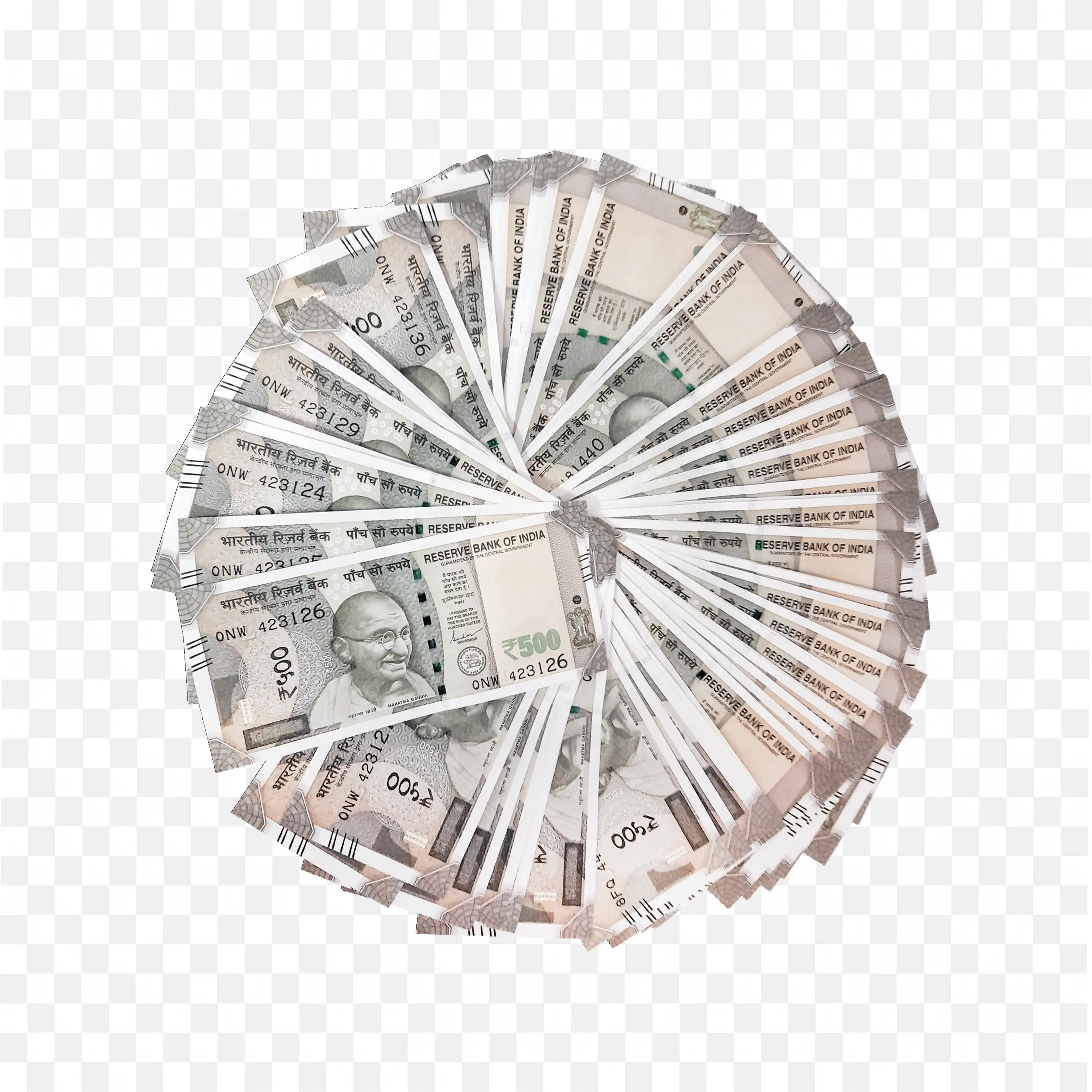 Indian 500 Rupee Notes Arranged In a Circle Free Png