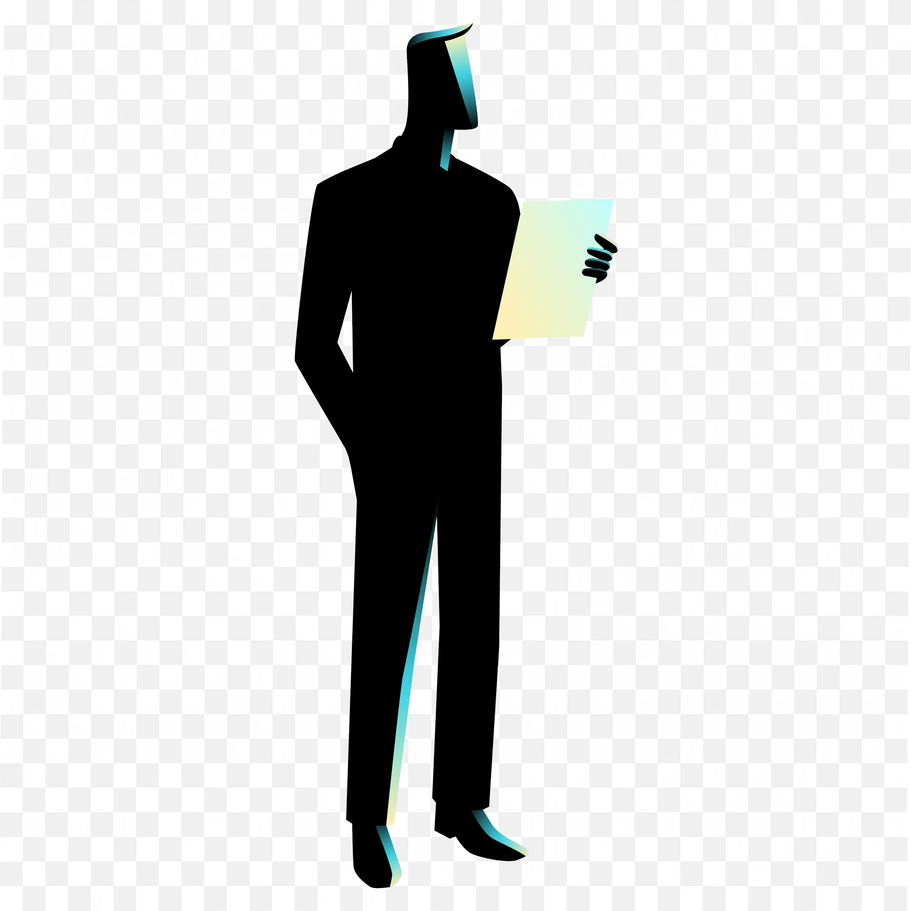 A Man In a Black Suit Reading a File Casually Free Png