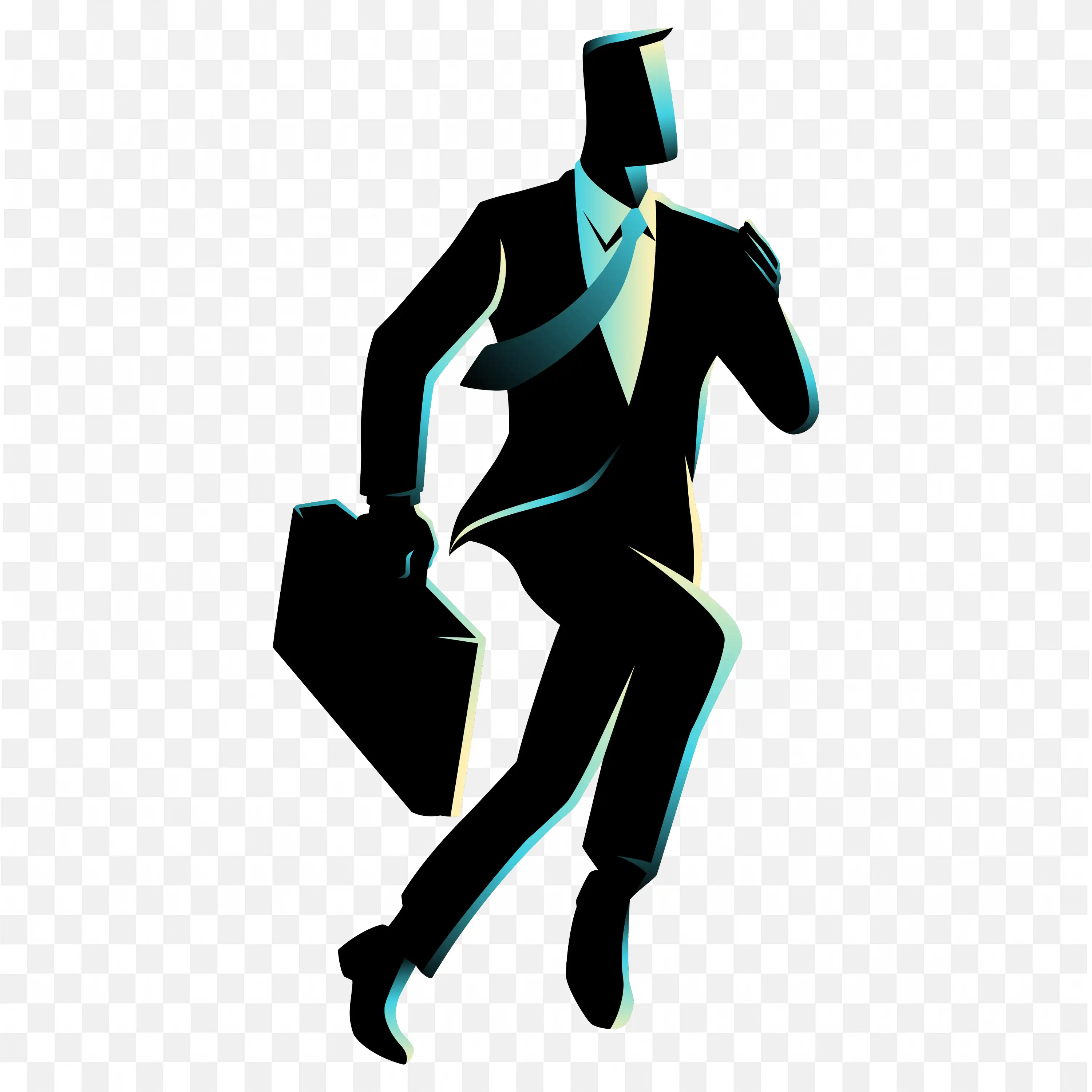 Man In Office Outfit Running with Briefcase Free Png
