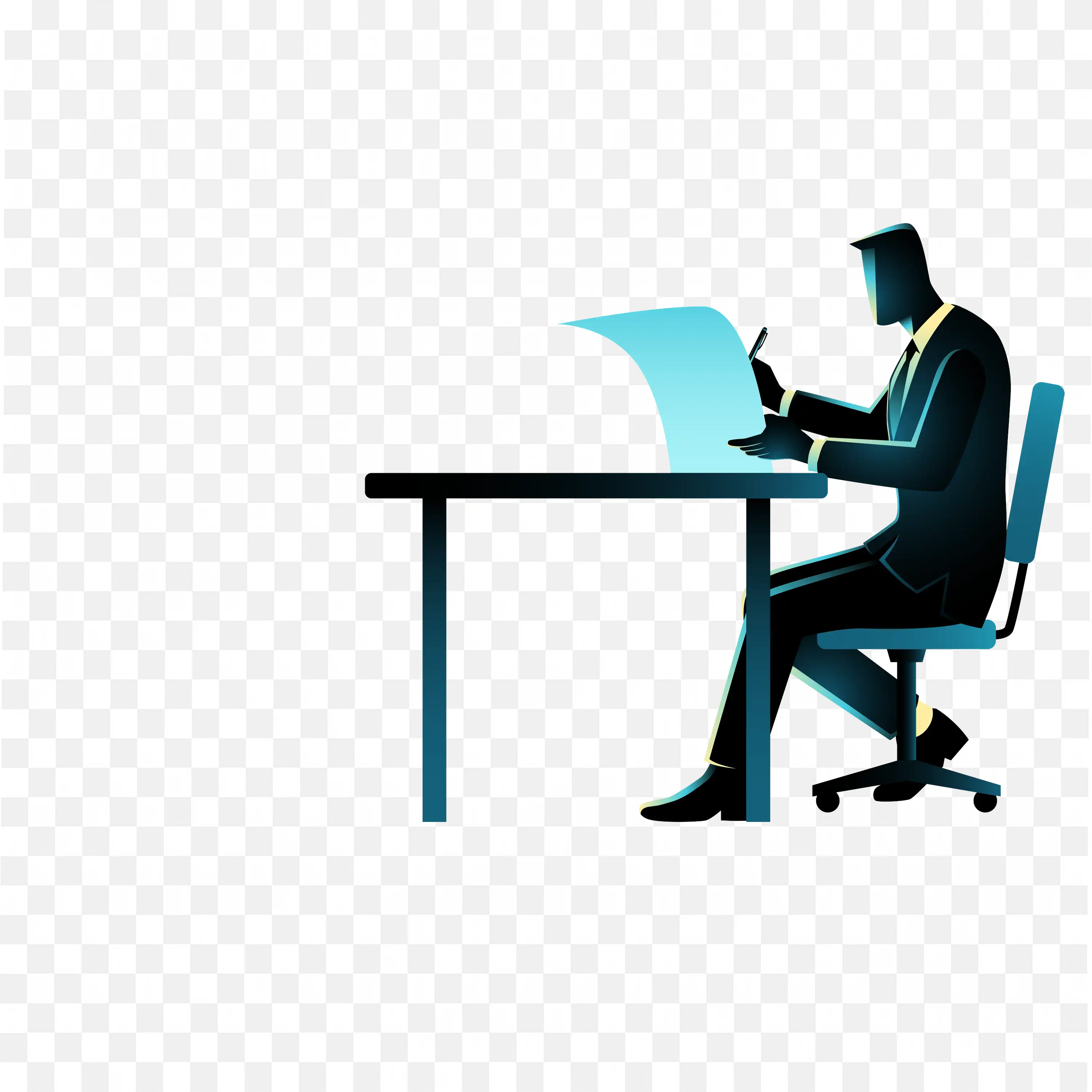 A Man In the Office Writing and Checking the File Free Image