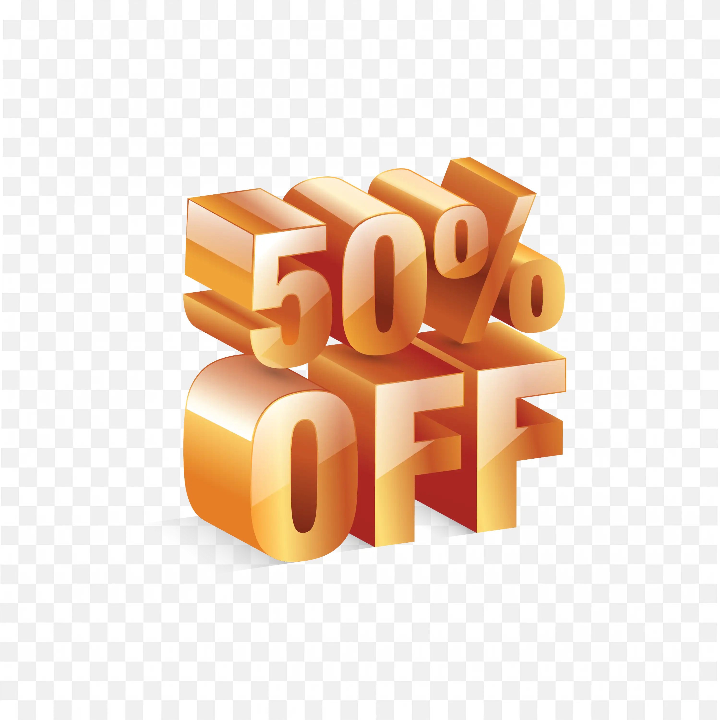 Orange Colour Fifty Percent Offer 3D Text HD Png Download