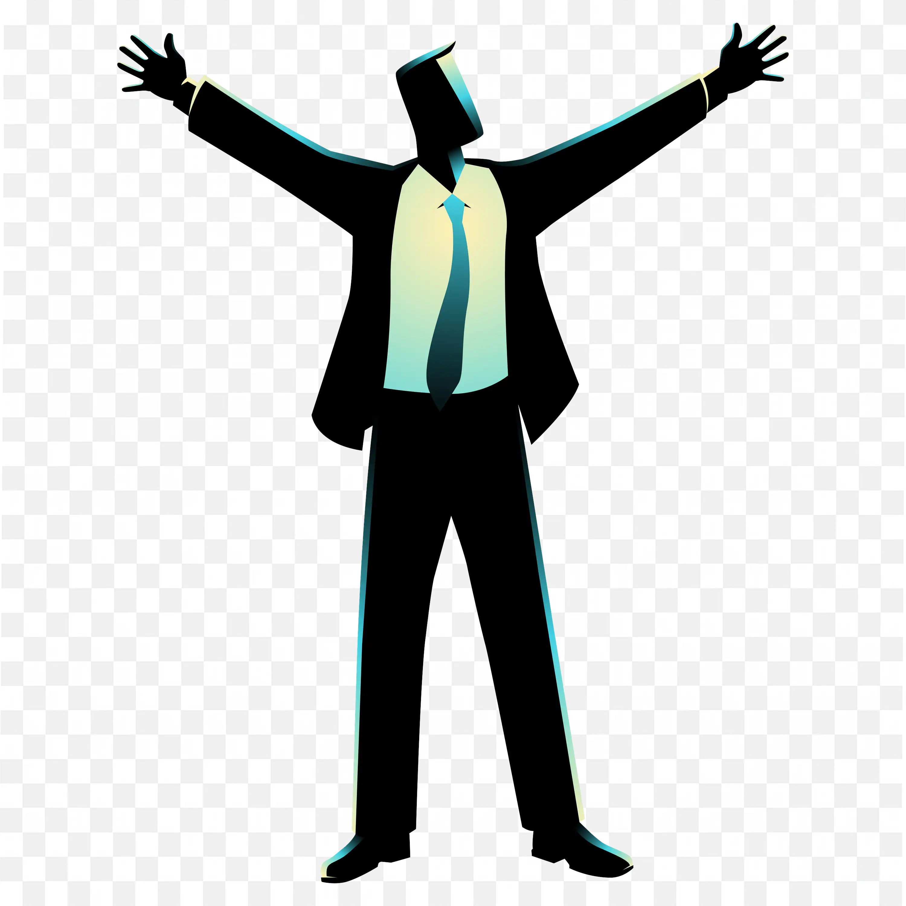 A Person Joyfully Spreading His Arms Wearing a Shirt and Tie