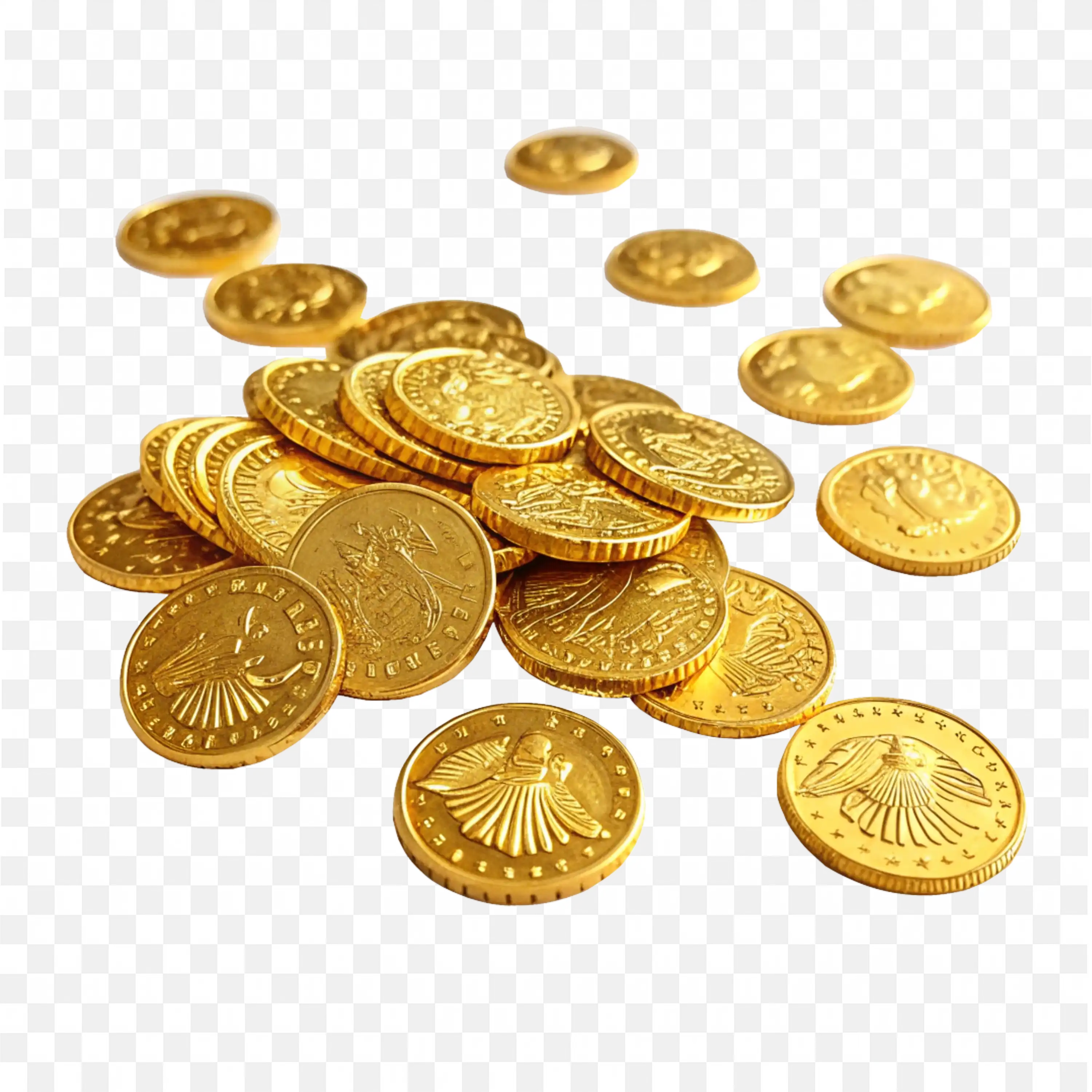 Pile of Ancient Gold Coins Loot Concept Free Png Image