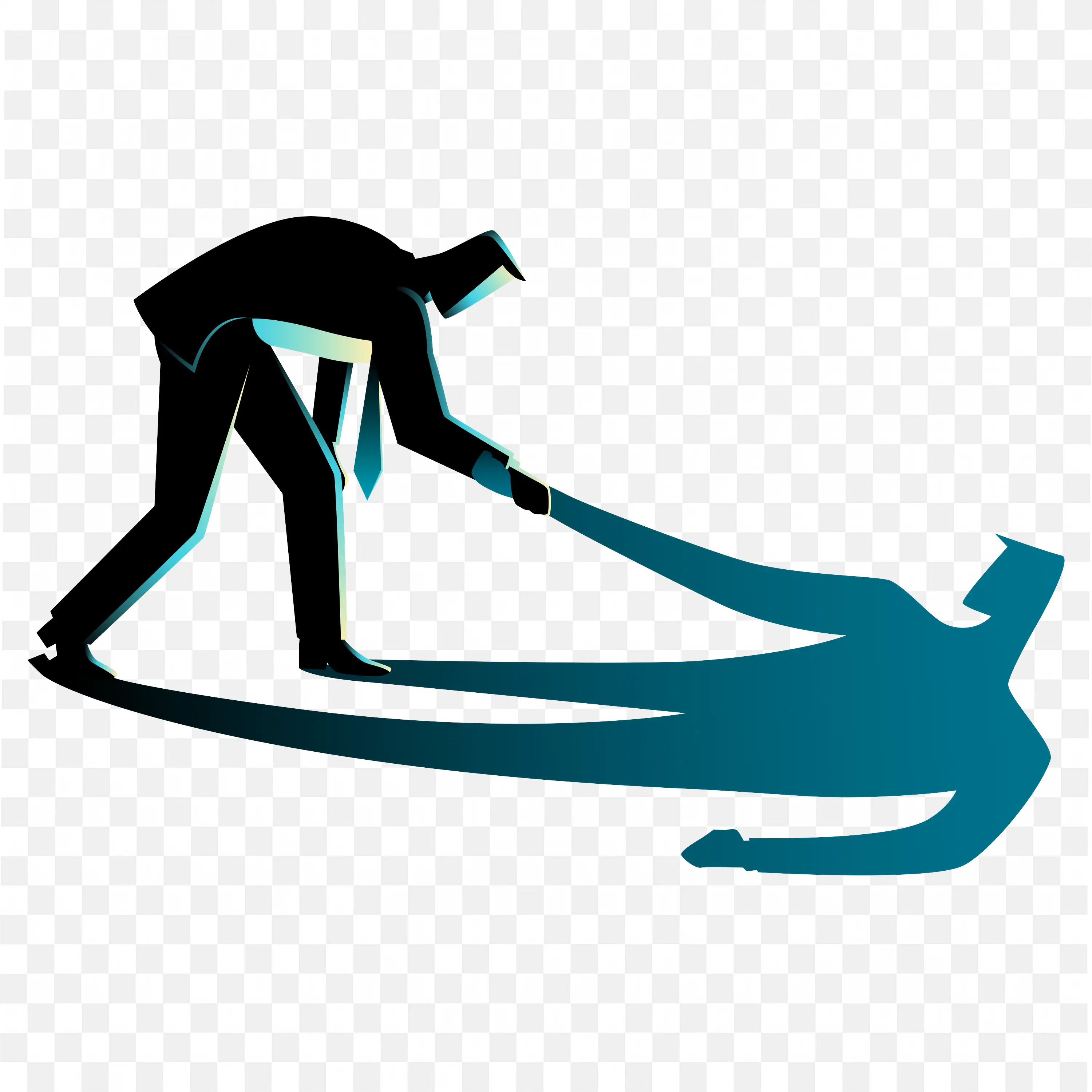 Professional Businessman Raising His Hand To His Own Shadow