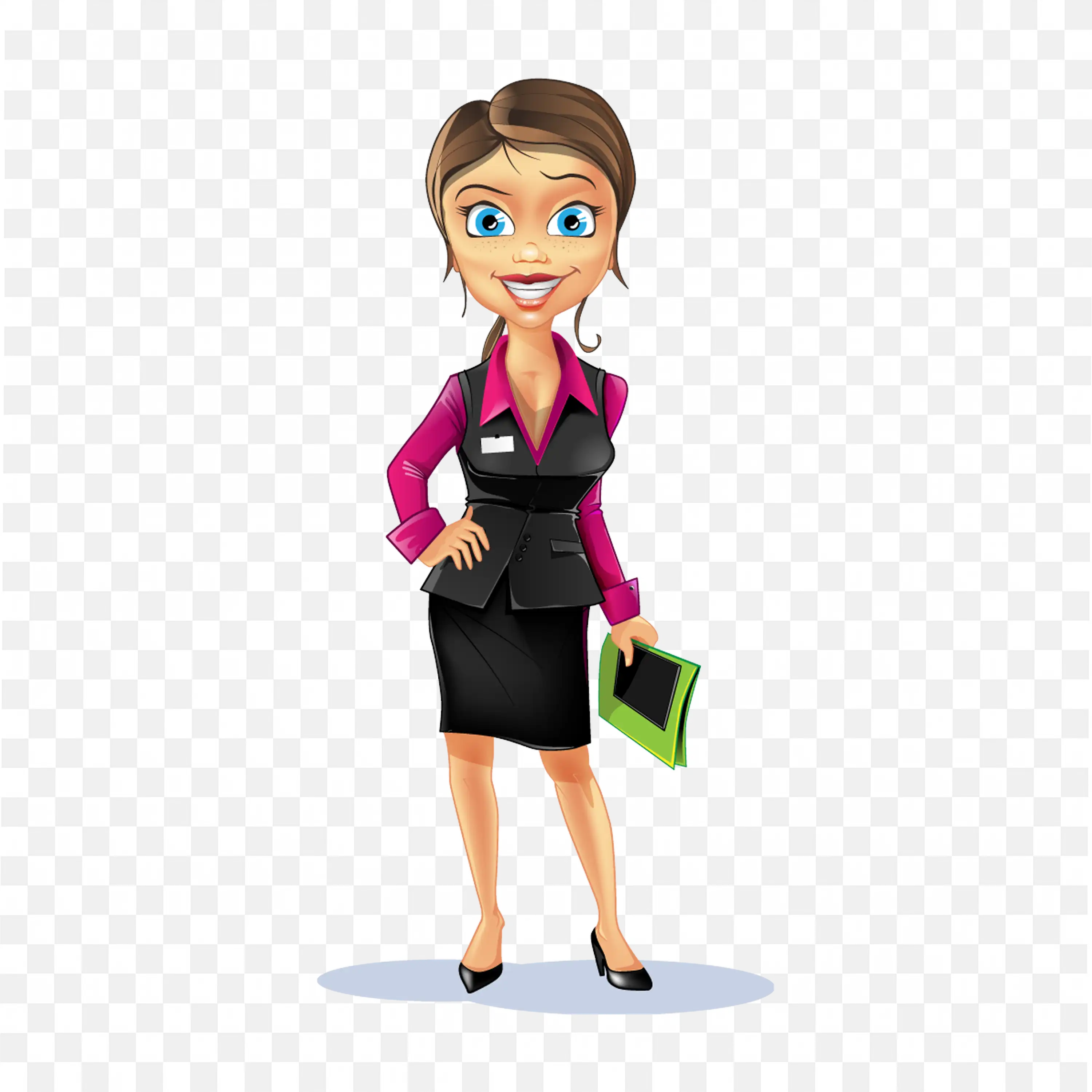 Professional Female Character In Office Holding Files Png
