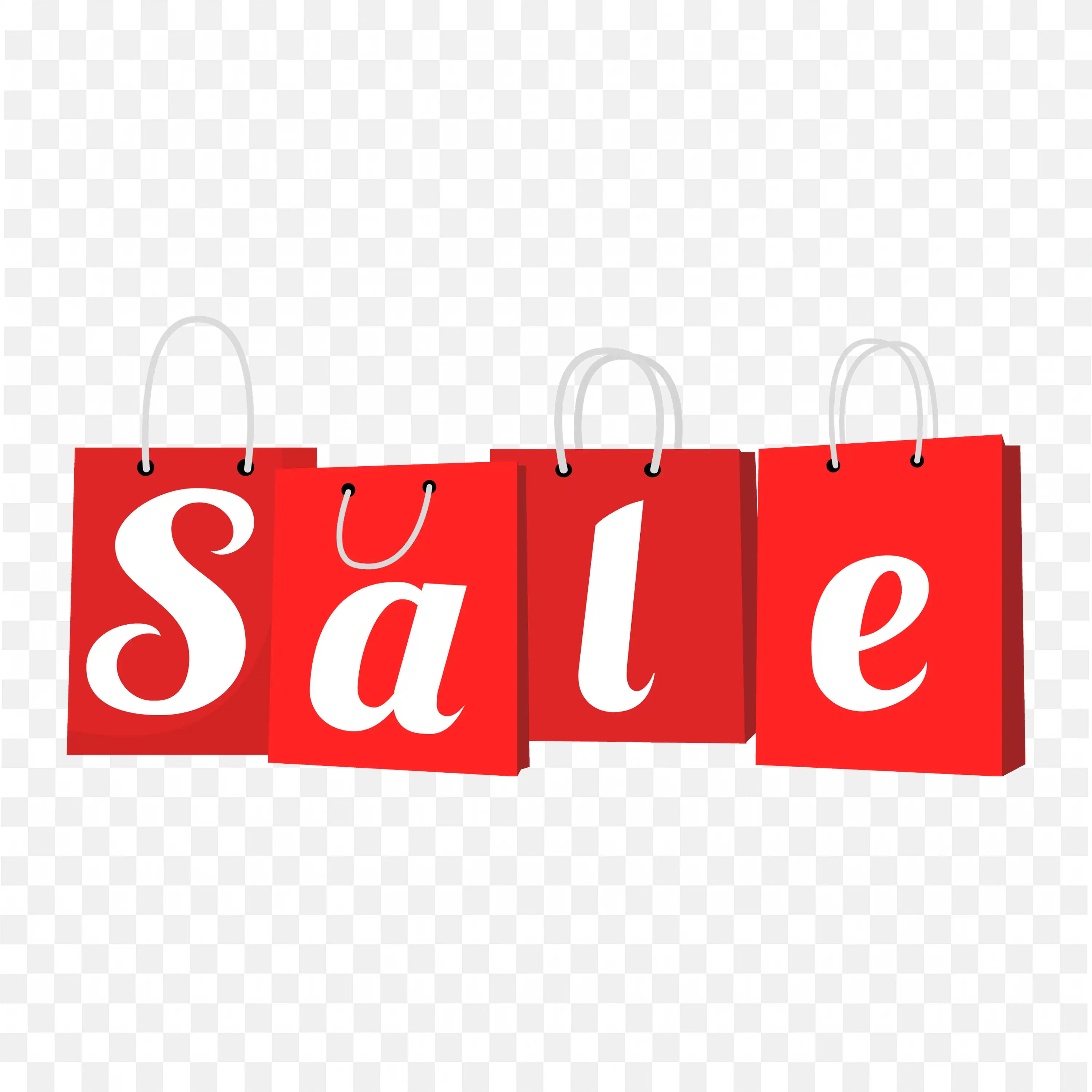 Red Shopping Bags Showing Sale for Seasonal Offers Png