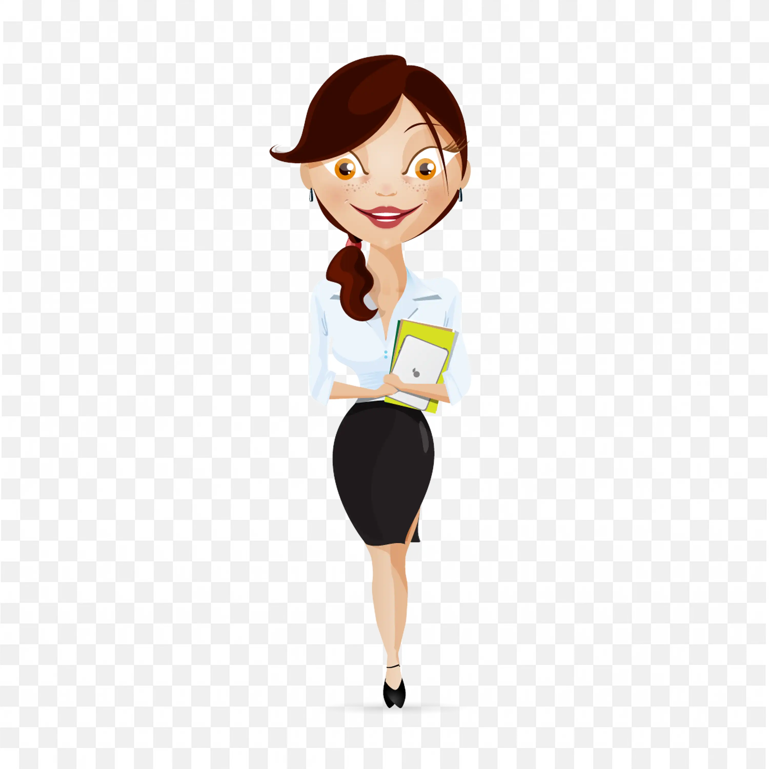 Skinny Girl In Office Outfit Holding Some Files Free Png
