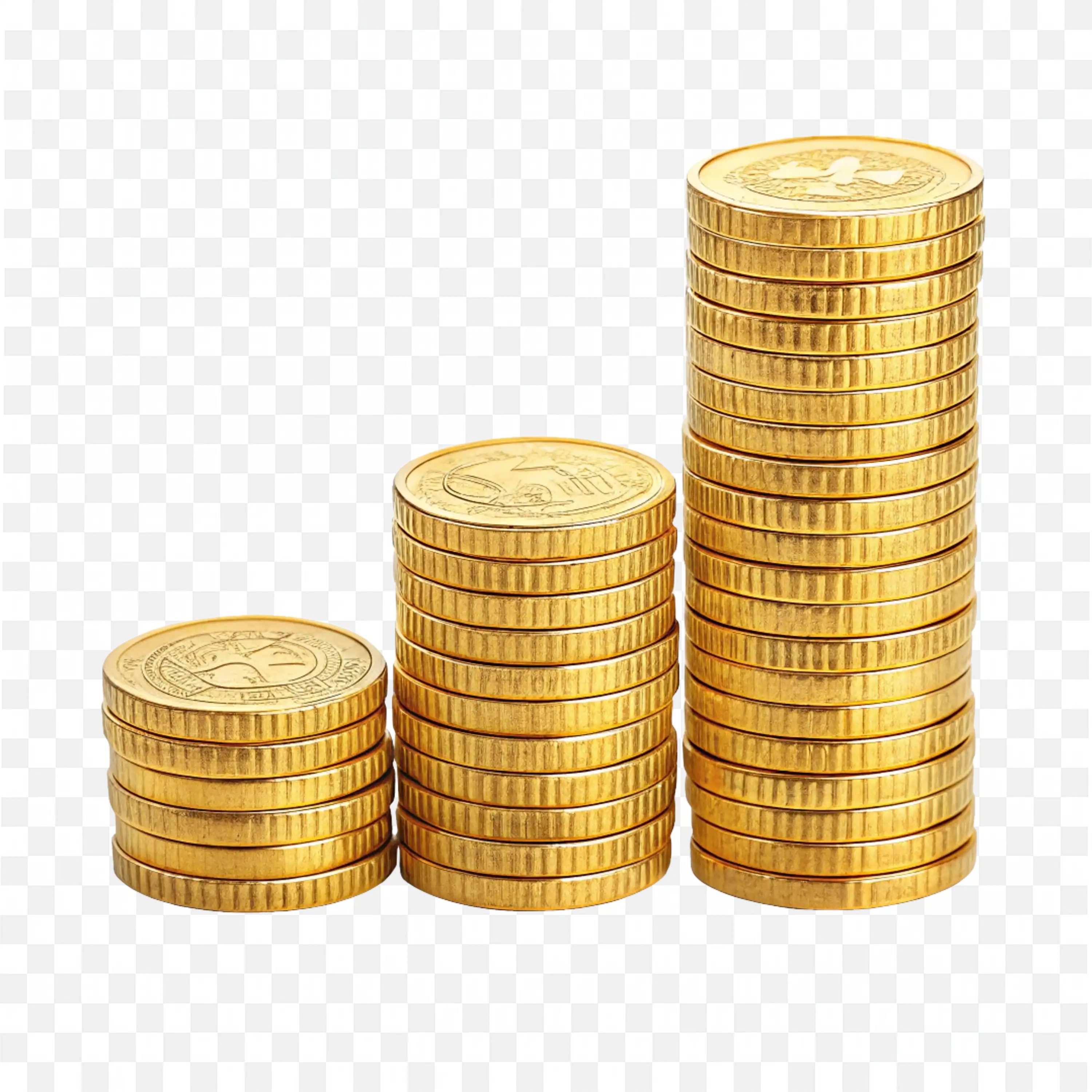 Stacked Gold Coins Showing Wealth and Money Growth Free Png