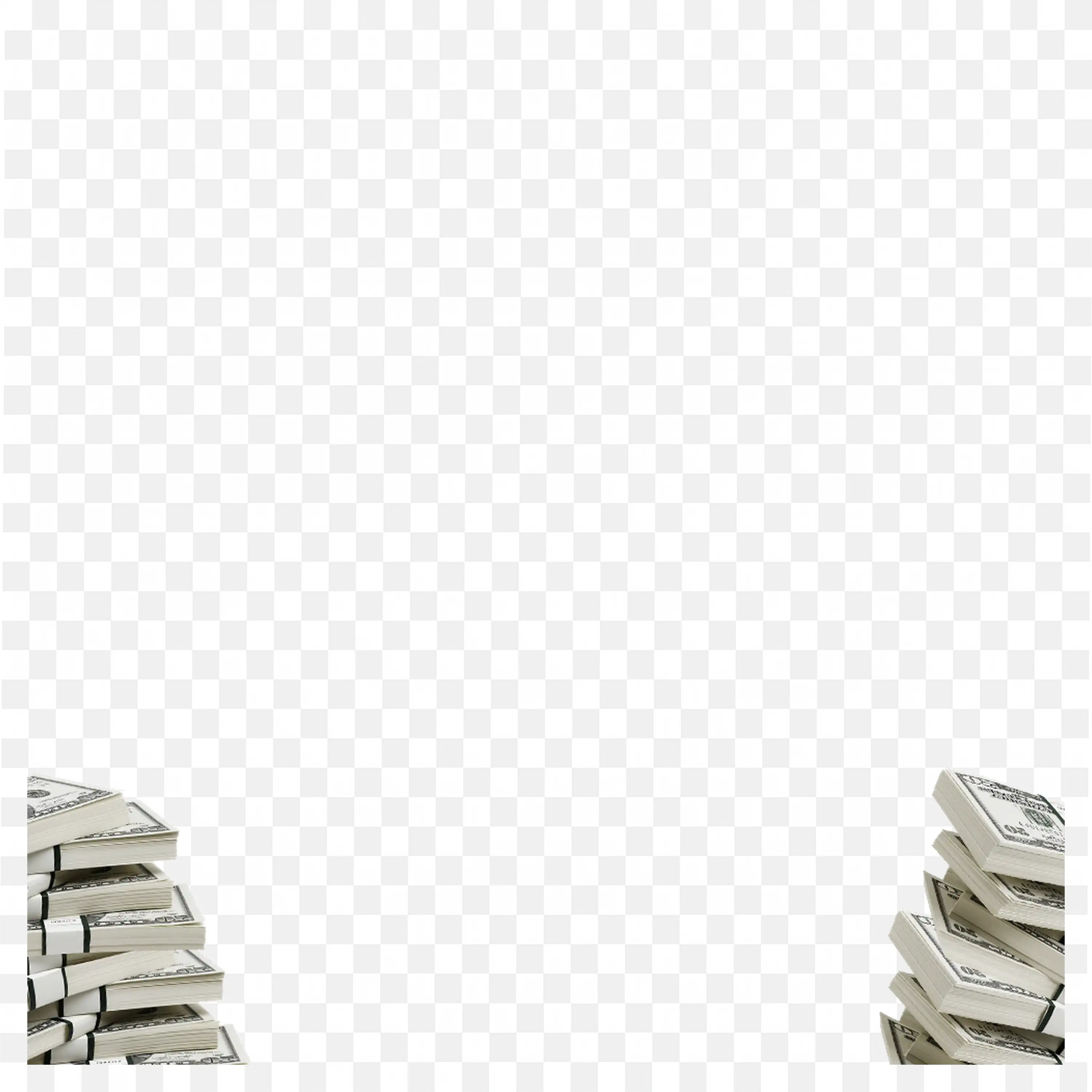 Stacks of Dollar Bills with Empty Space In the Center Png