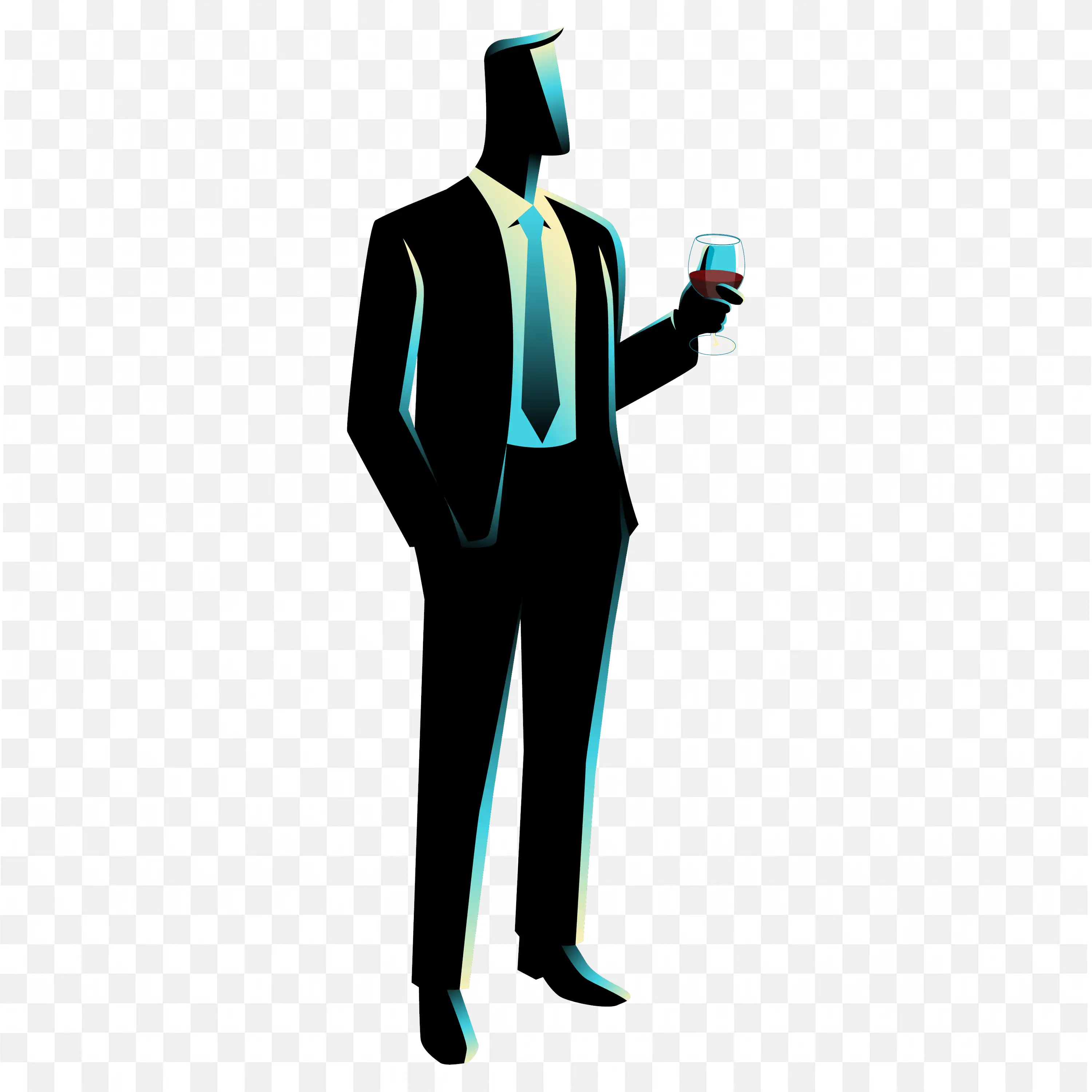 Stylized Businessman Holding a Glass of Wine Free Png Image