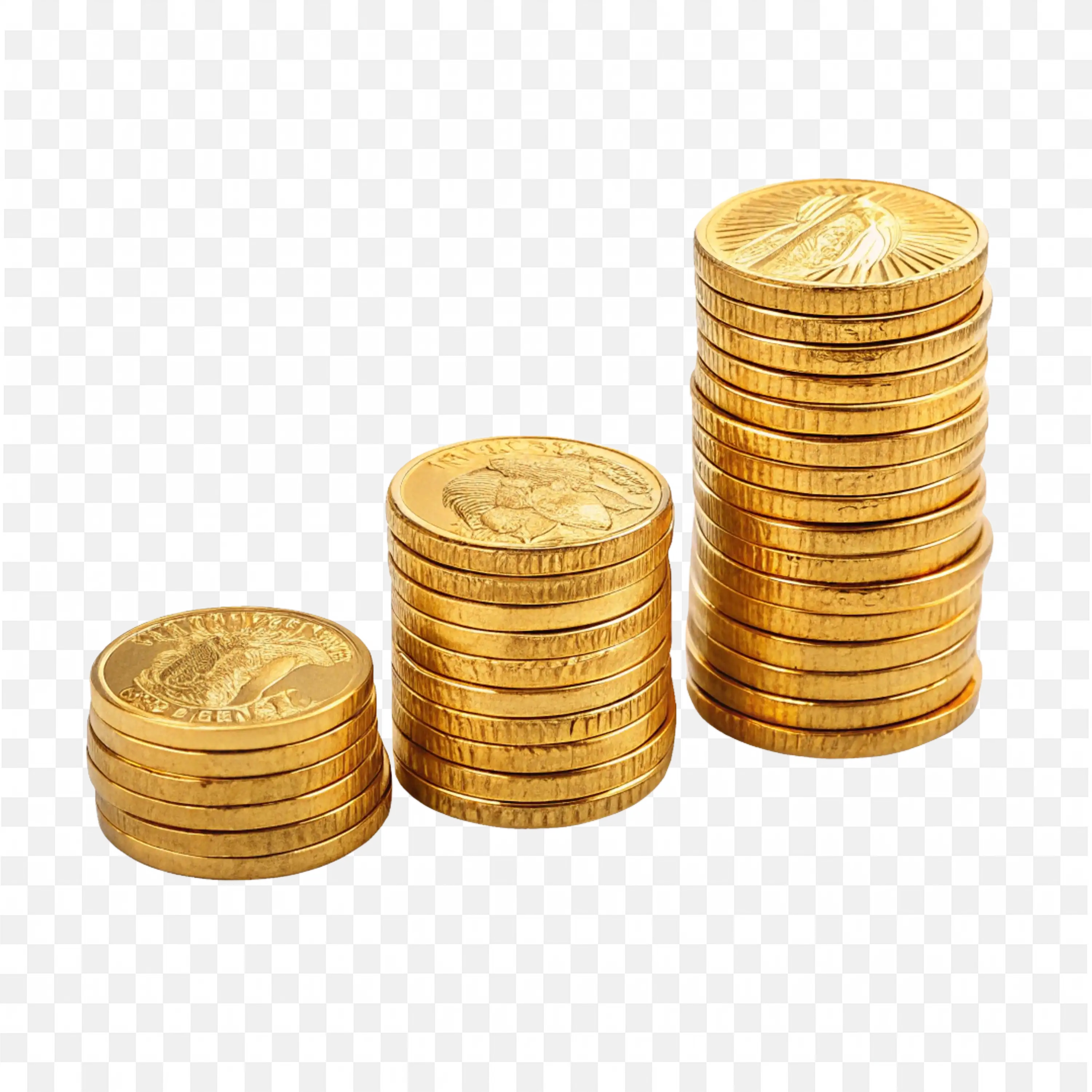 Three Coins Stacks Showing Rising Financial Success Png