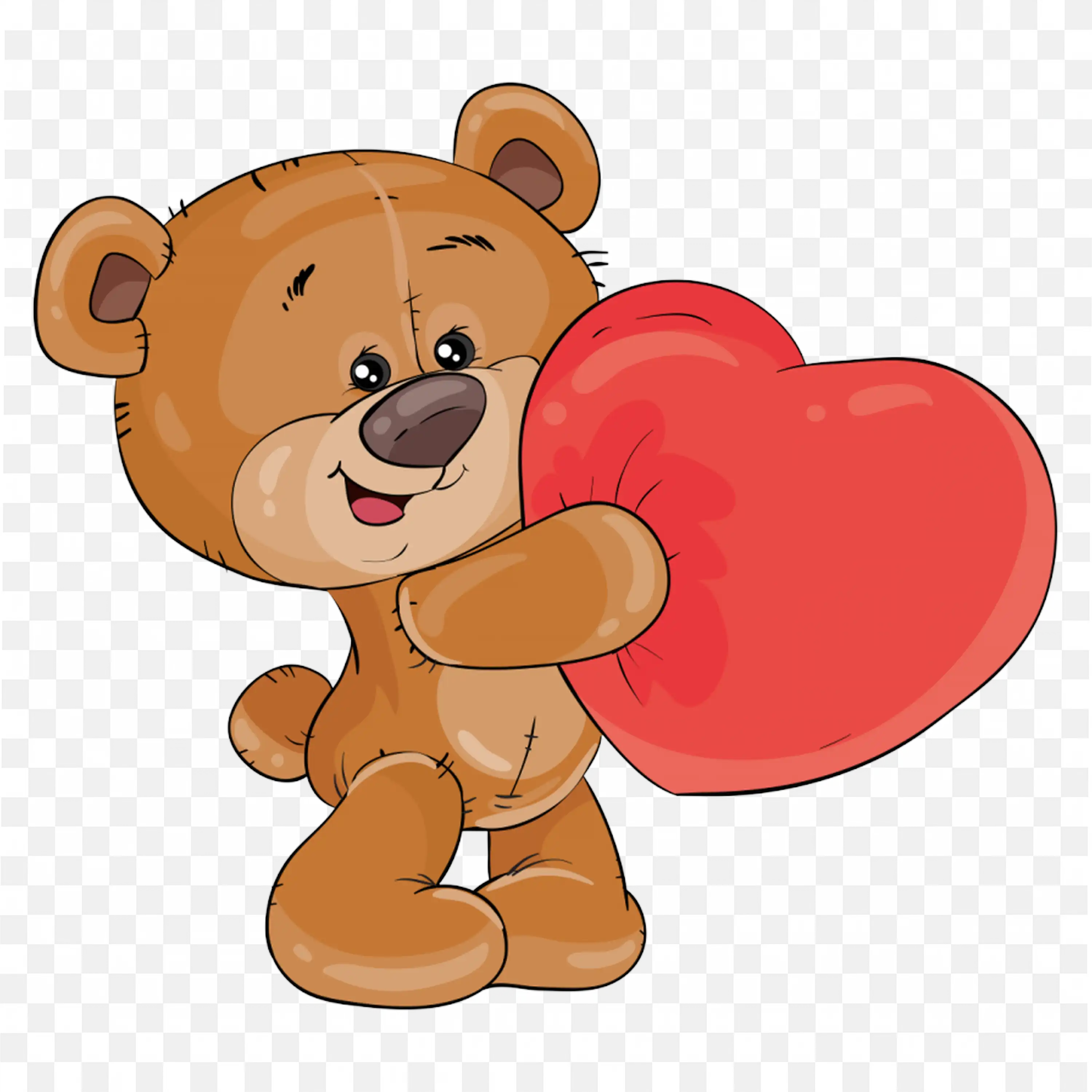 Adorable Teddy Bear with a Big Red Heart with Love Png