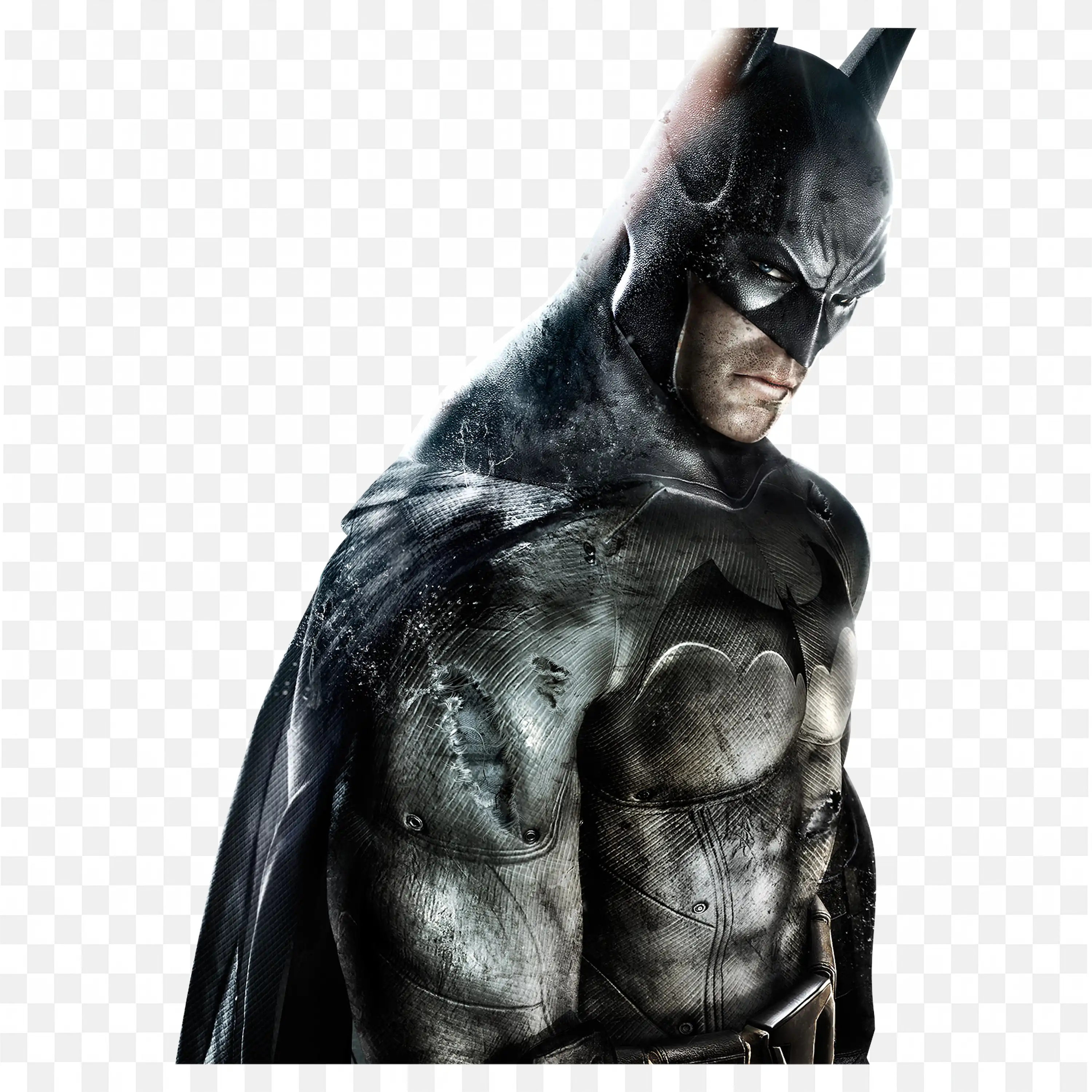 Angry Batman from Arkham Asylum with Thunderstorm Background