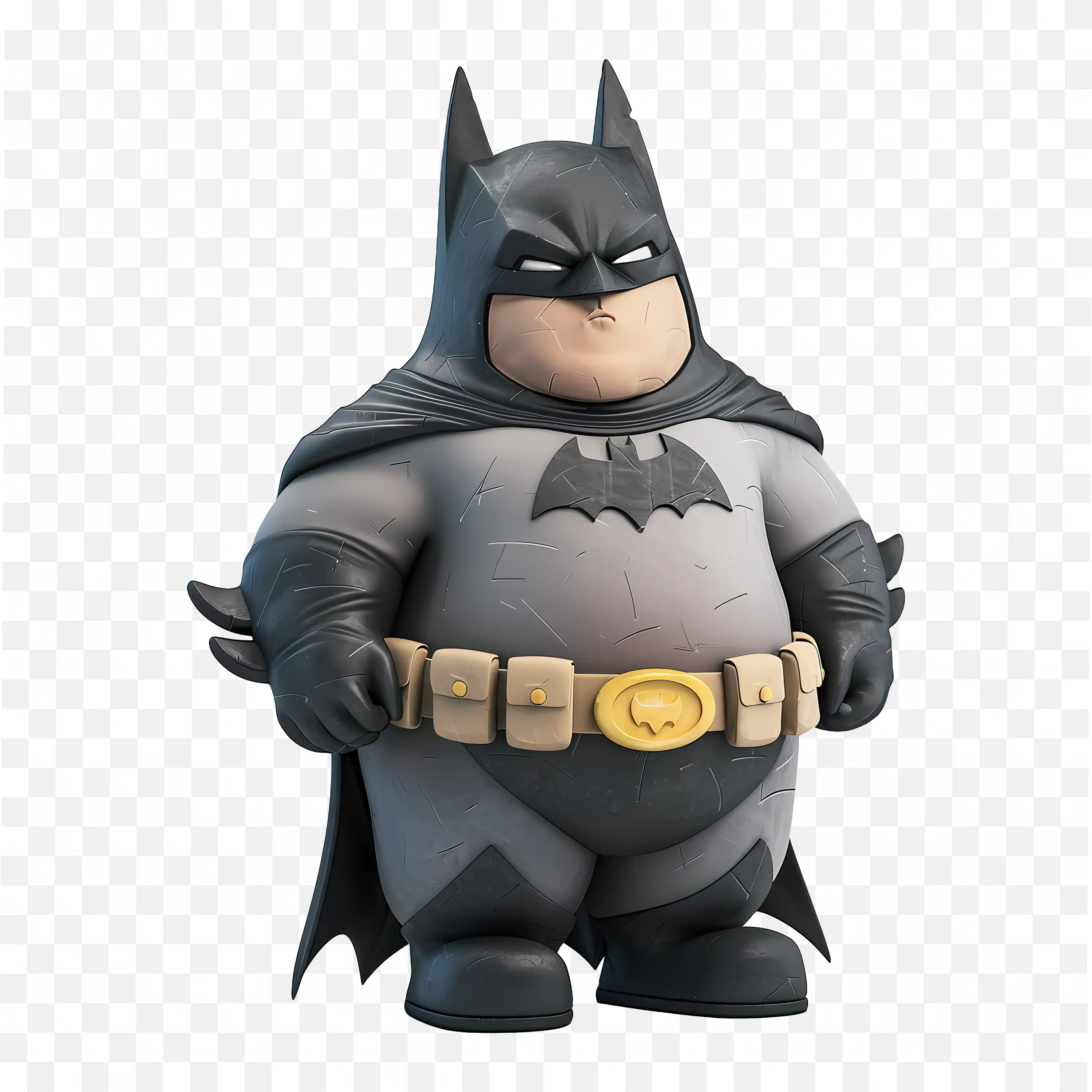 Angry Chubby 3D Cartoon Batman Ready for Action