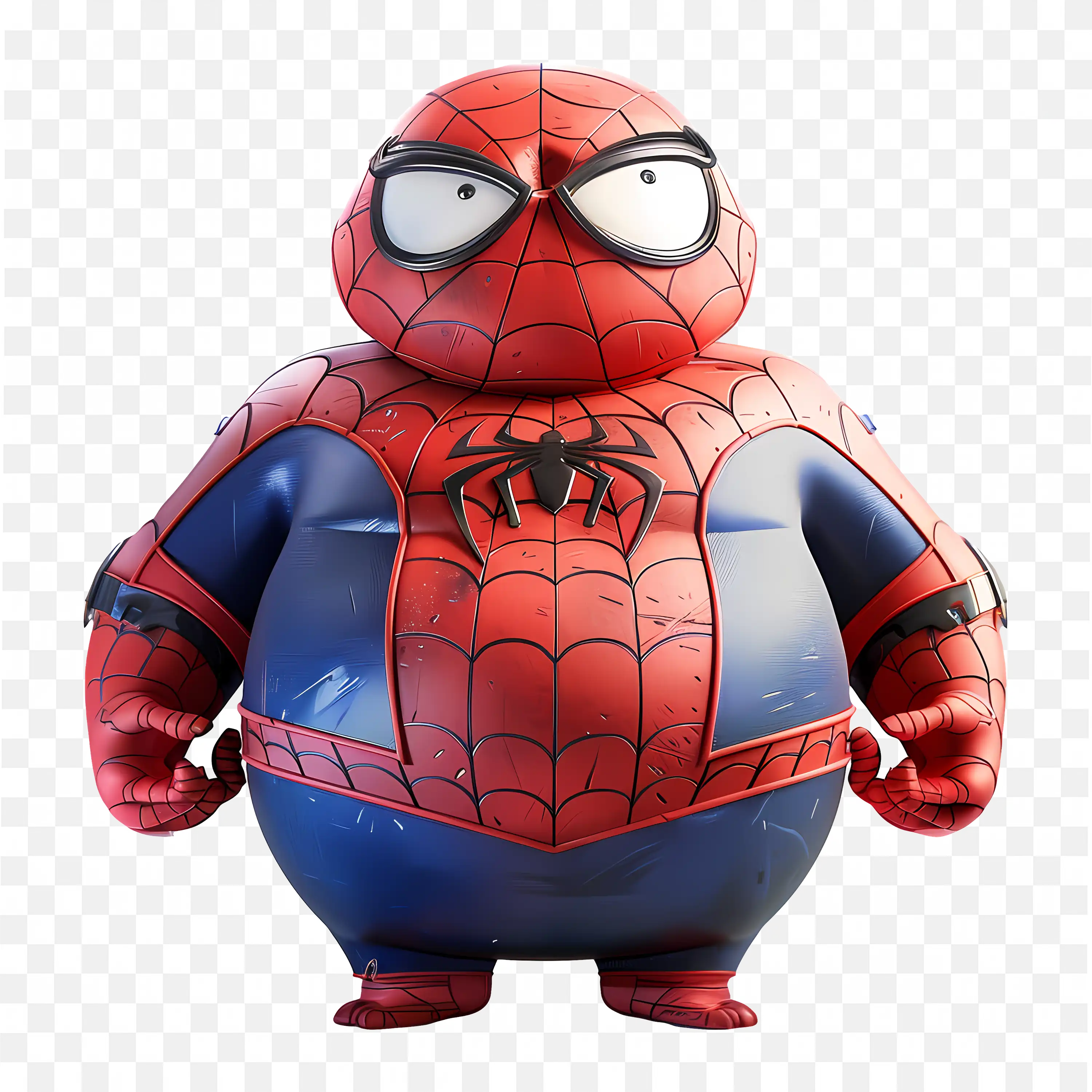 Angry 3D Spider-Man Superhero with Big Belly Png Image