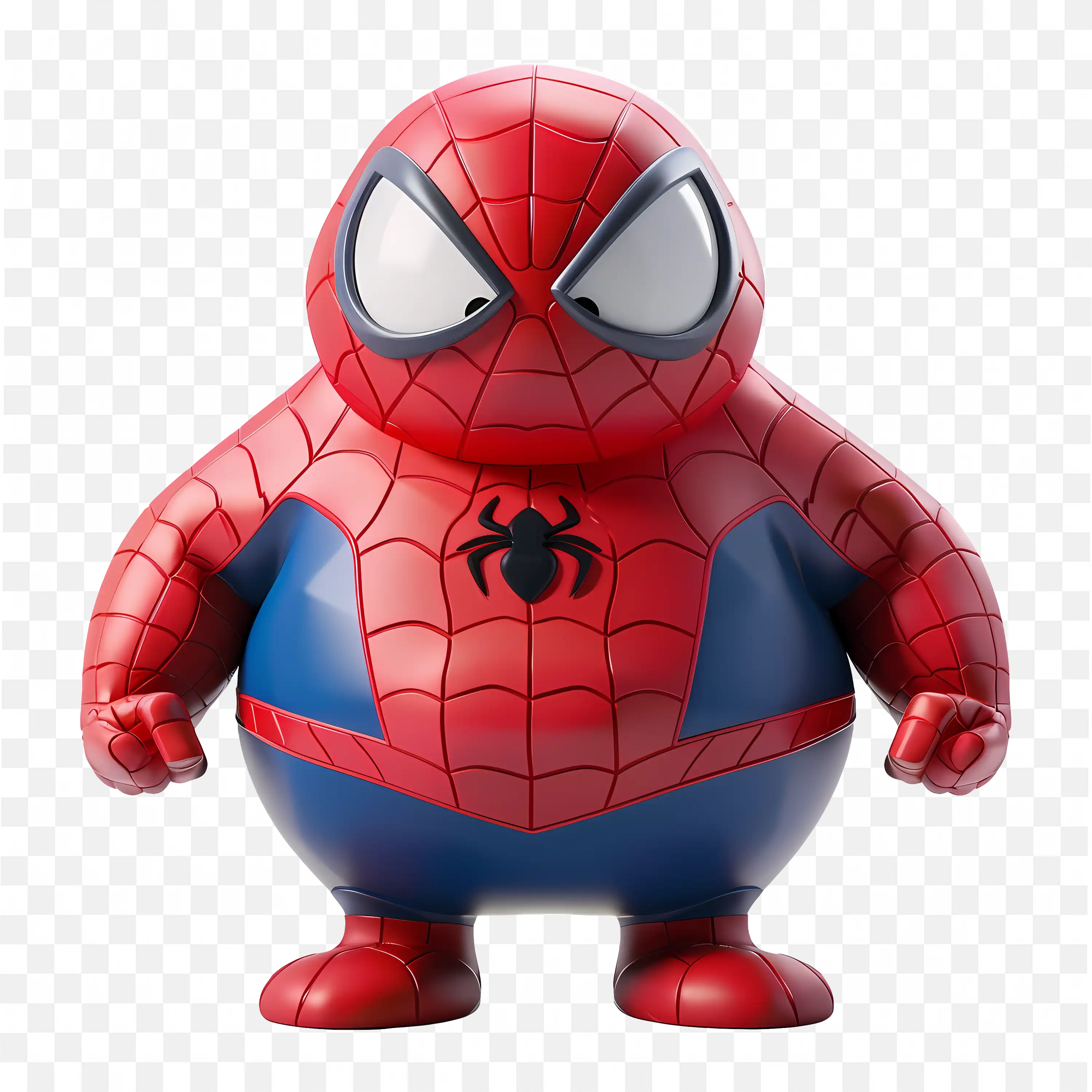 Angry 3D Spiderman Looking Down with Big Belly