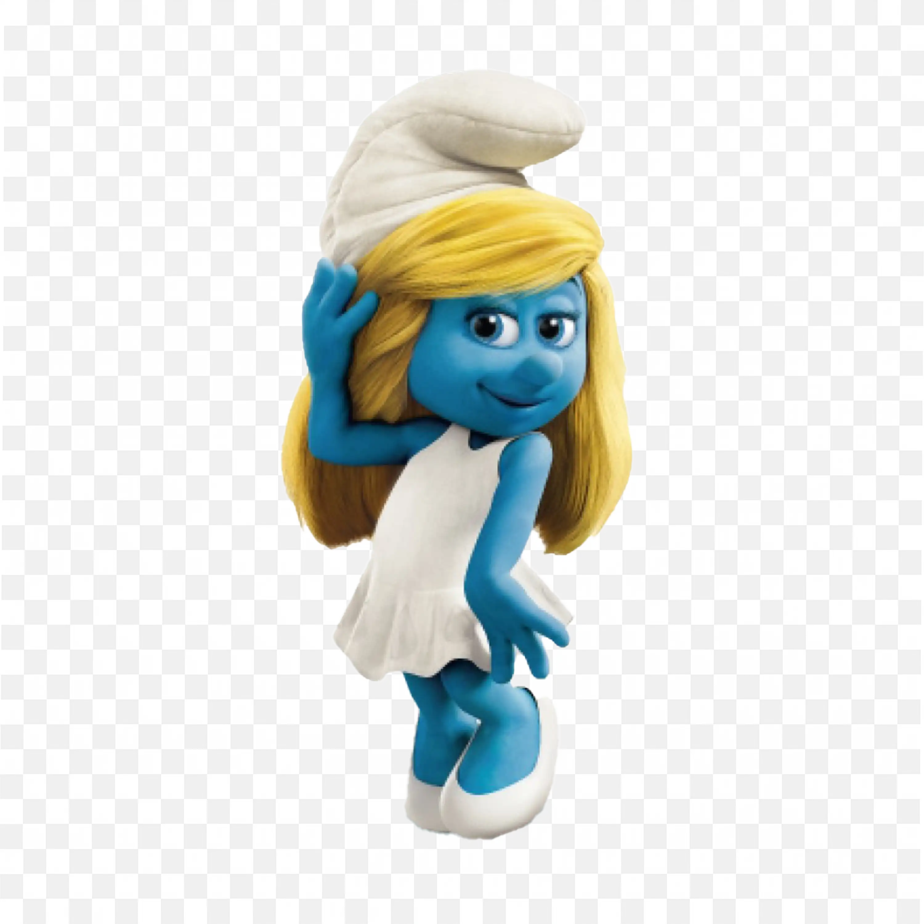 Animated Blue Smurf Striking a Pose with Blonde Hair