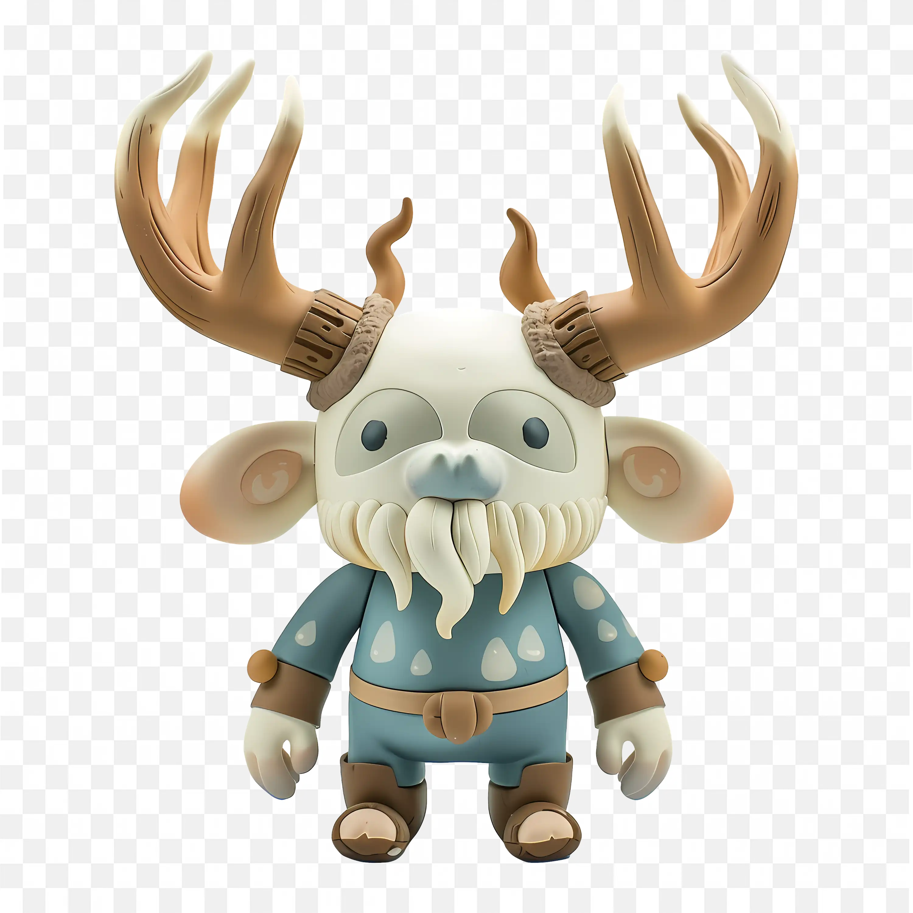 Mystical Antlered Cartoon Creature 3D Forest Inspired Character