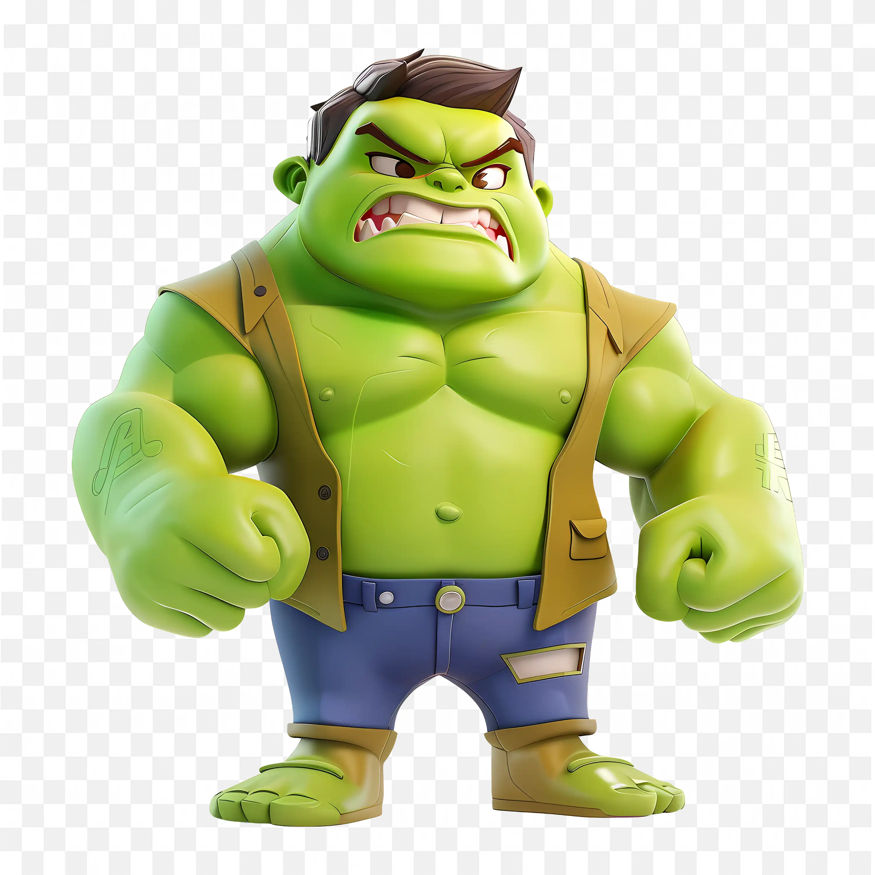 Adorable Baby Hulk Cartoon Character Cute Angry Superhero in Green