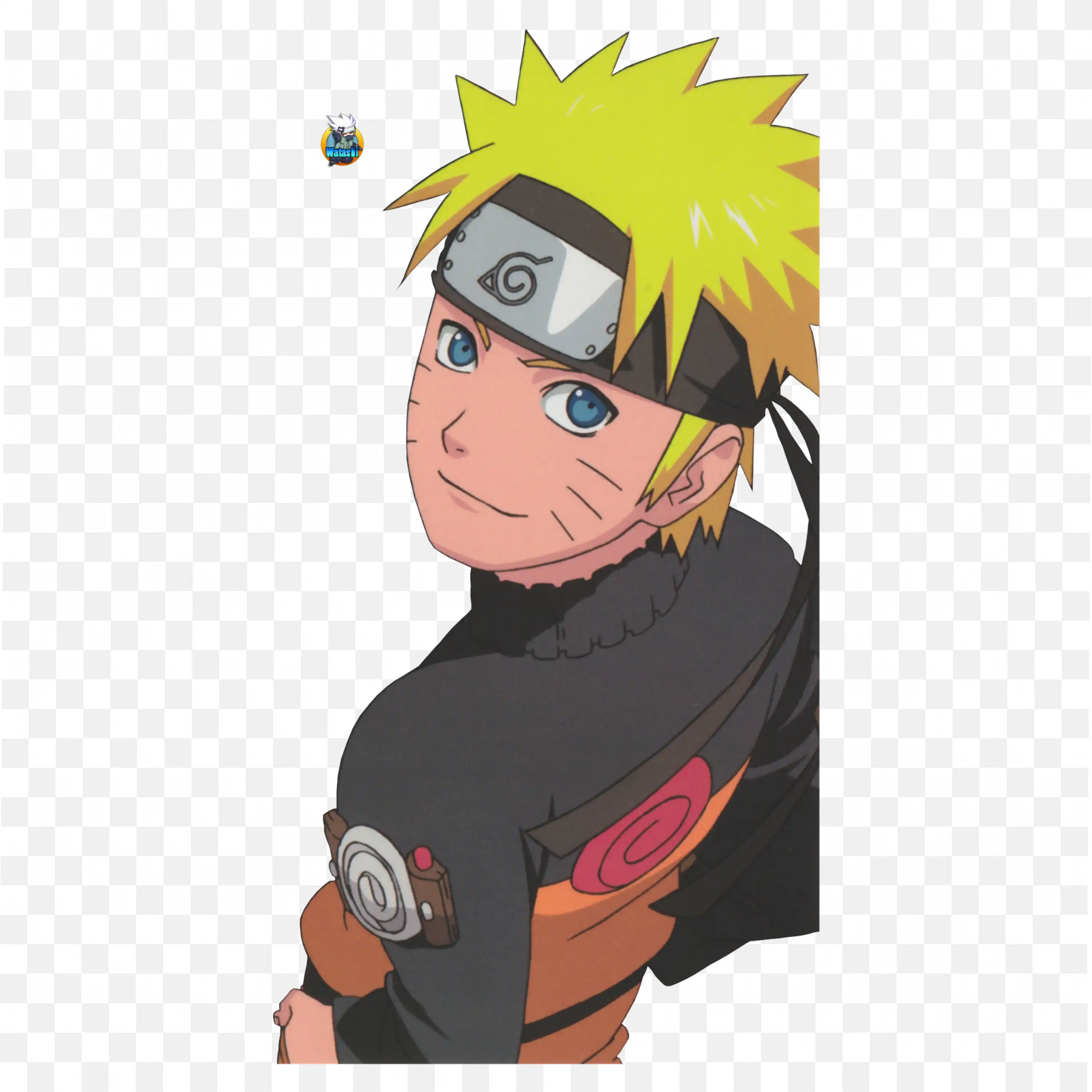 Backside Close Look At Naruto with a Cute Smile Free Png