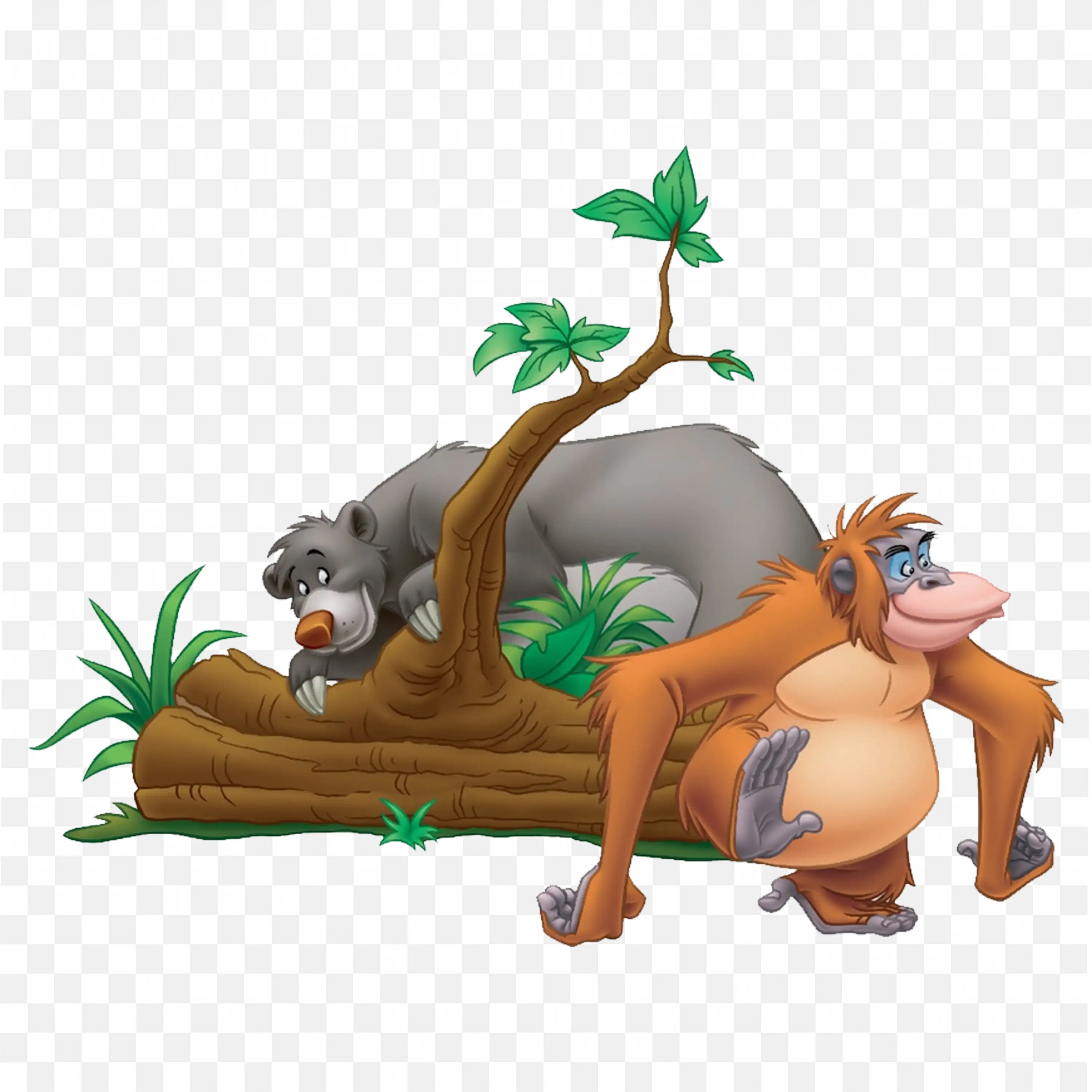 Baloo and King Louie Cartoon Characters Jungle Book Friends