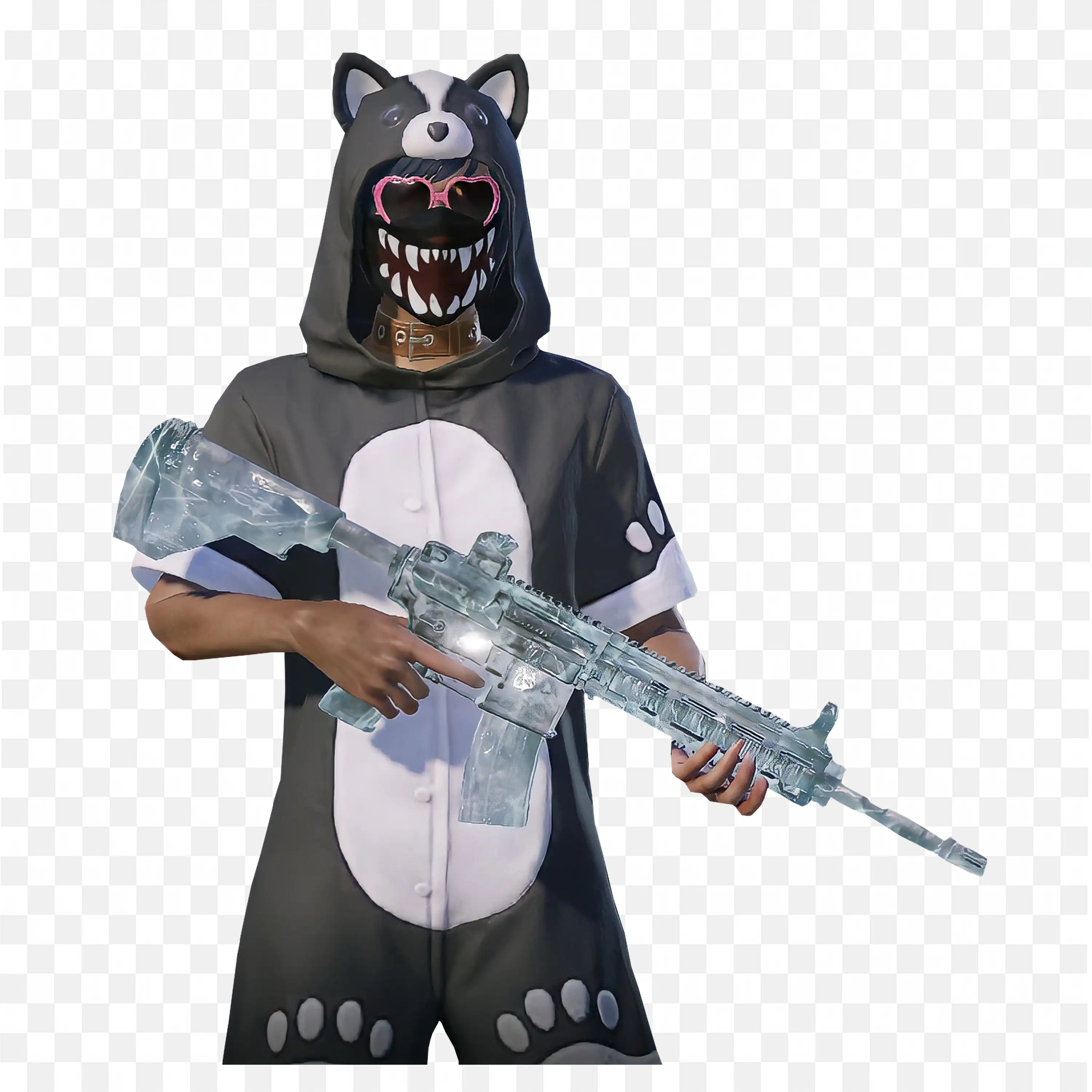 Bgmi Mobile Panda Outfit with Glacier Gun Skin Free Png