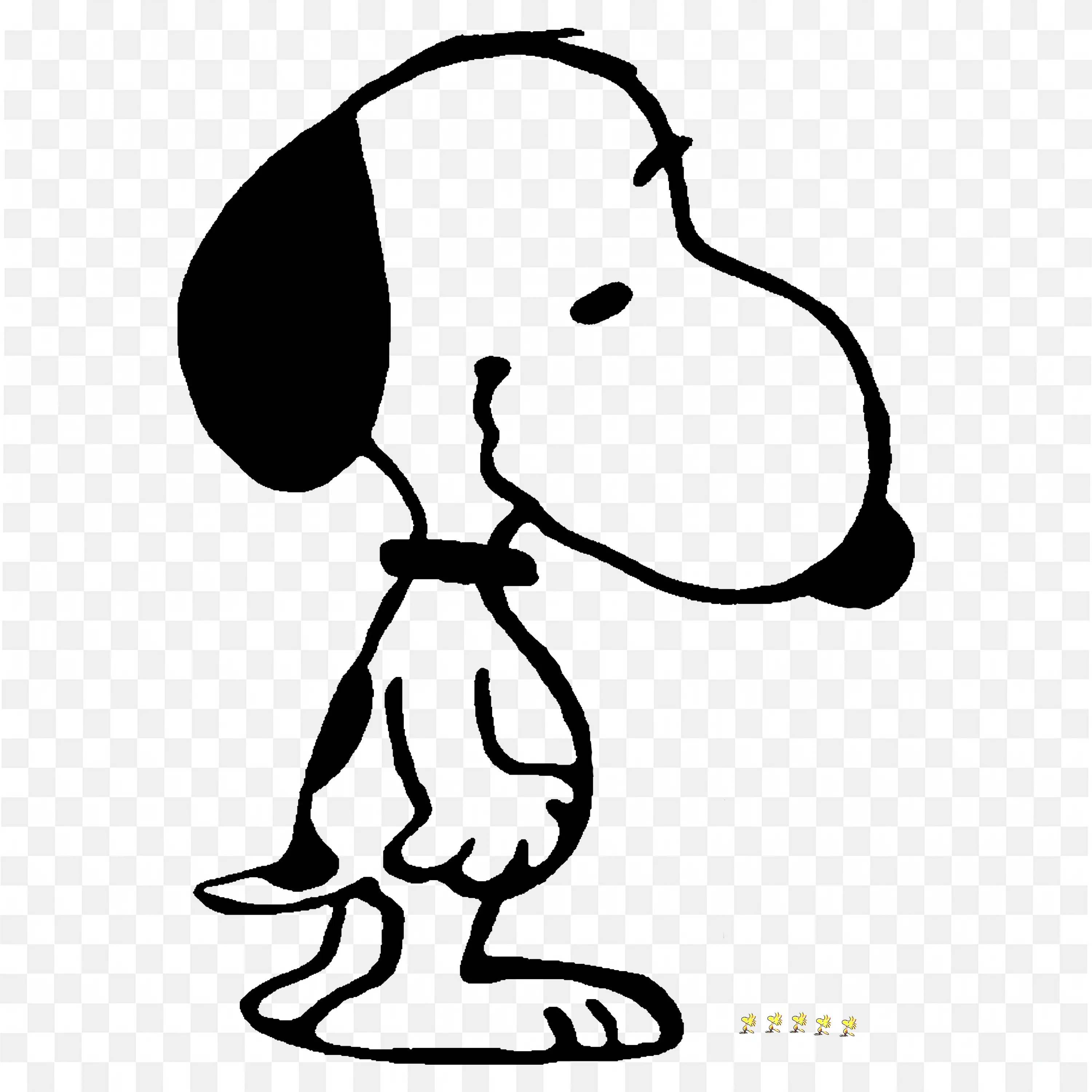 The Black and White Snoopy Dog Model Looking a Bird Free Png