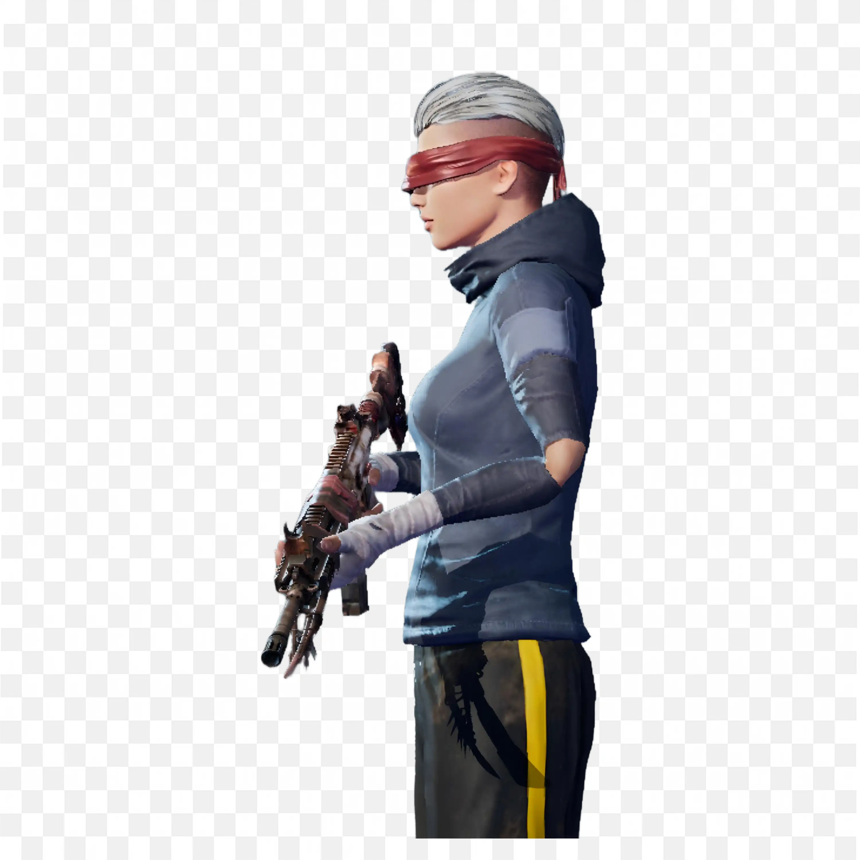 Blindfolded Female Warrior with Rifle Bgmi Mobile Free Png