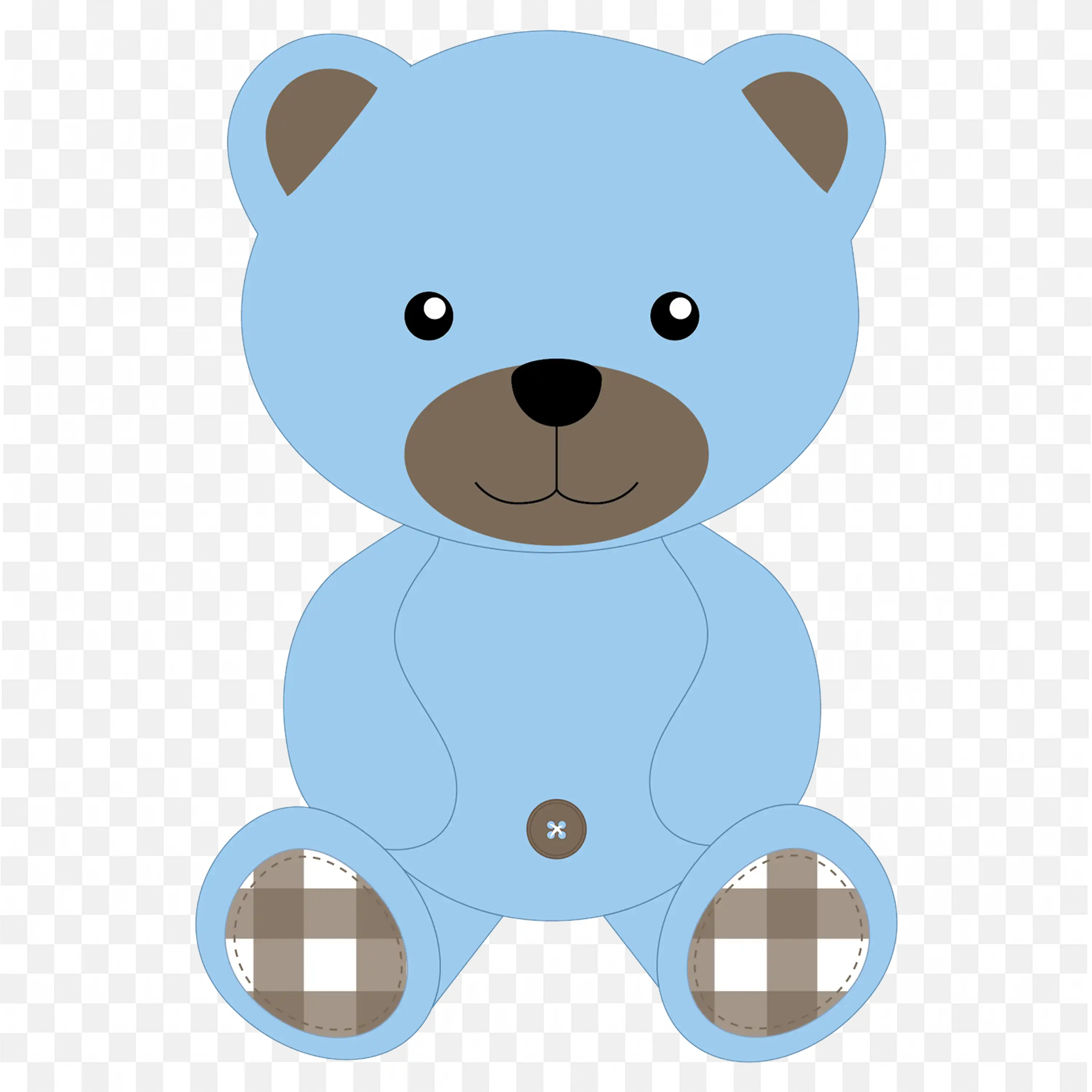Blue Teddy Bear with Patchwork Paws and Belly Free Png