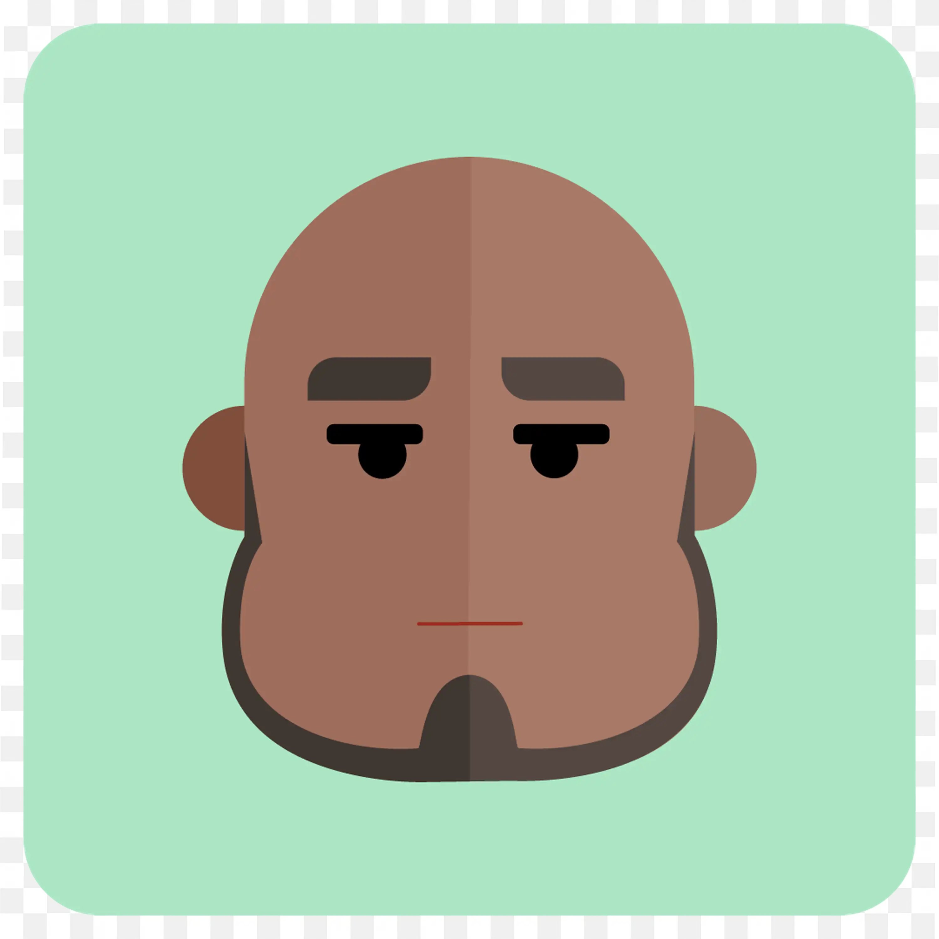 Cartoon Avatar Man with Dark Skin Beard and Bald Head Png