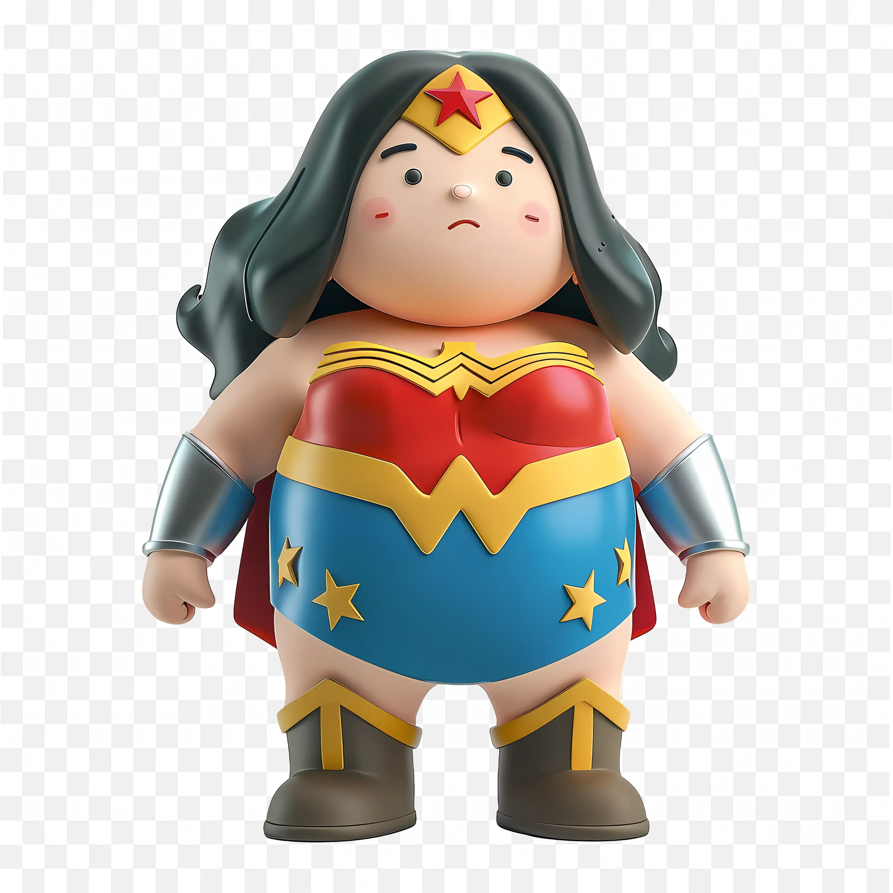 3D Cartoon Cute Superhero with Sad Expression Png